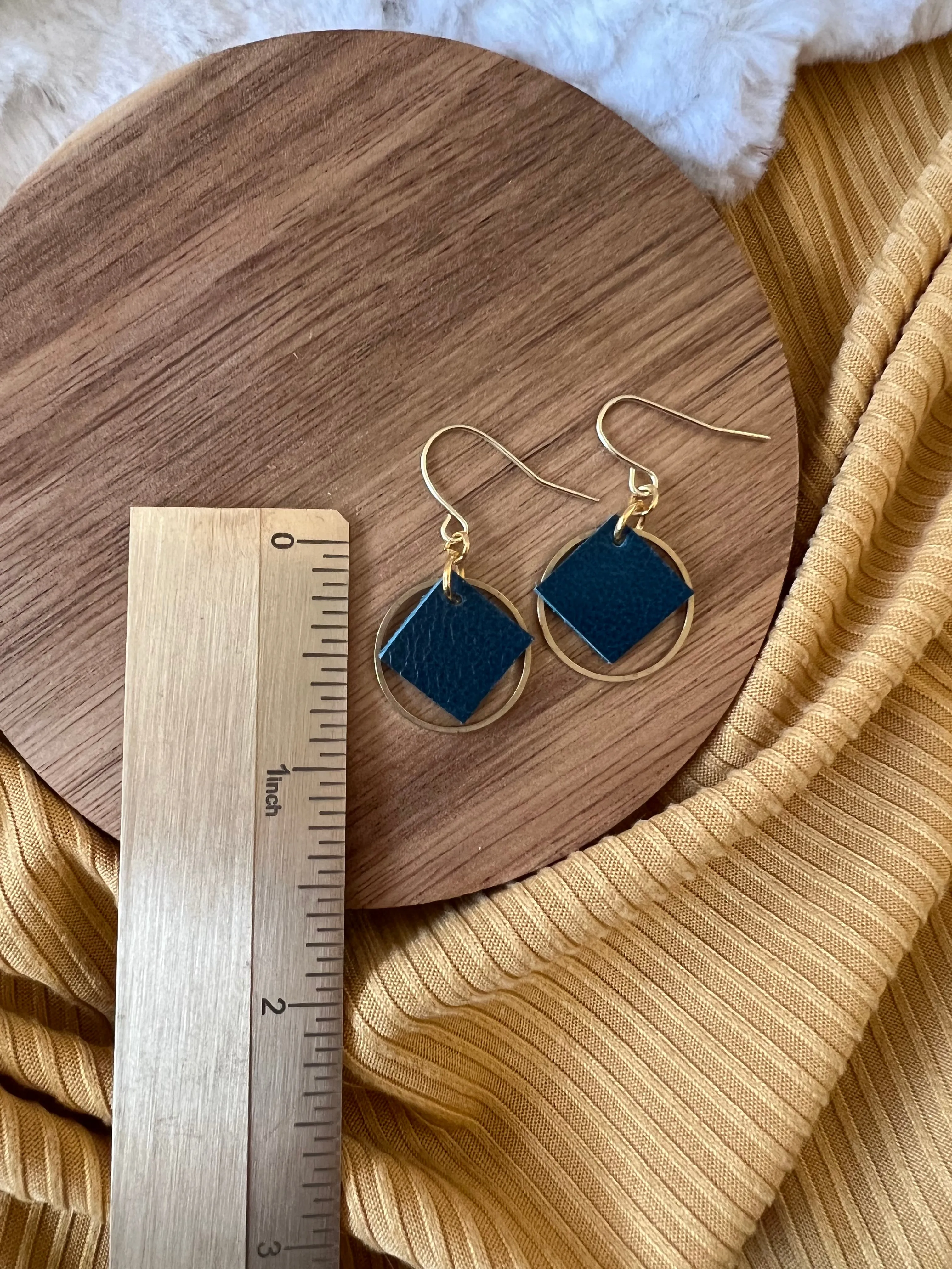 Four Square Leather Earrings