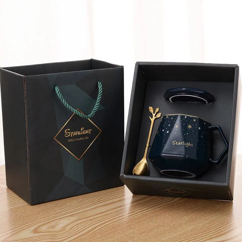 Gift Box With Lid Ceramic Mug With Spoon