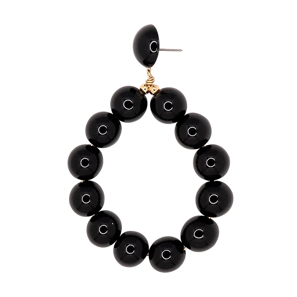 Gold And Black Ball Hoop Earrings