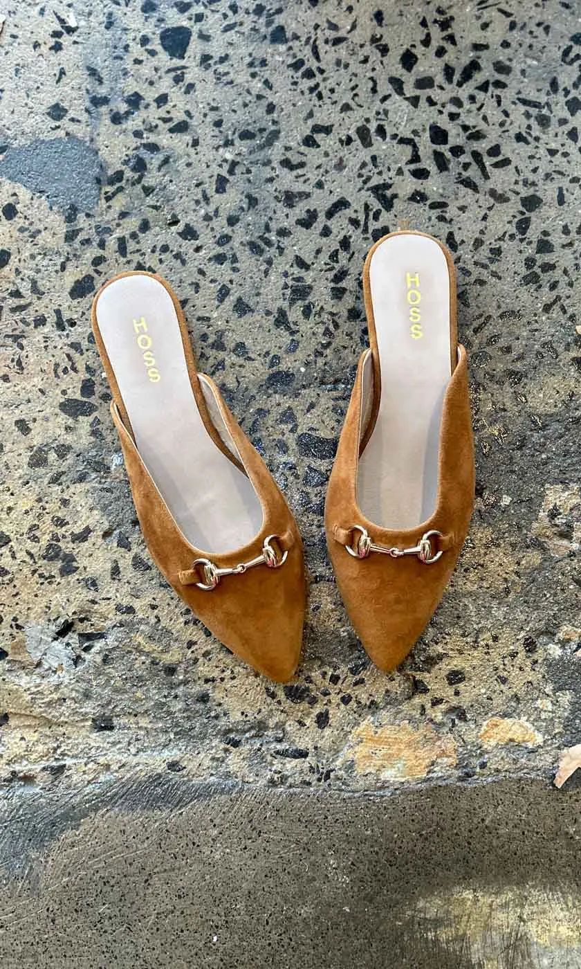 HOSS Tan Suede Buckle Mule