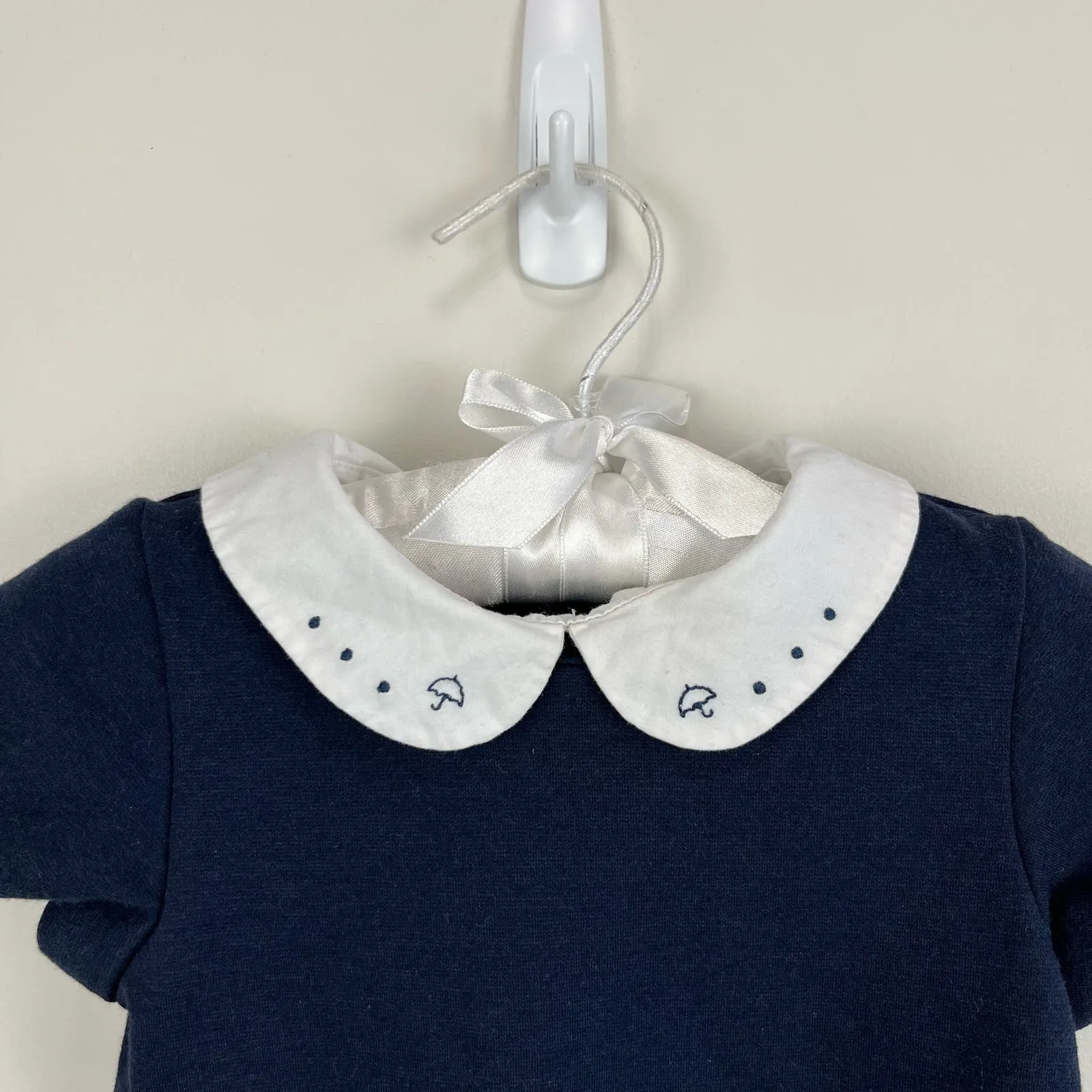 Jacadi Paris Navy Blue Umbrella Collar Dress 24 Months