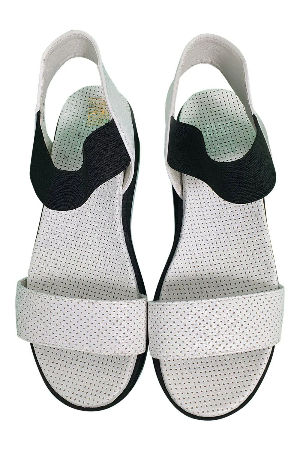 JANE AND THE SHOE White Black Perforated Strappy Sandals (US 6 | UK 3 | EU 36)