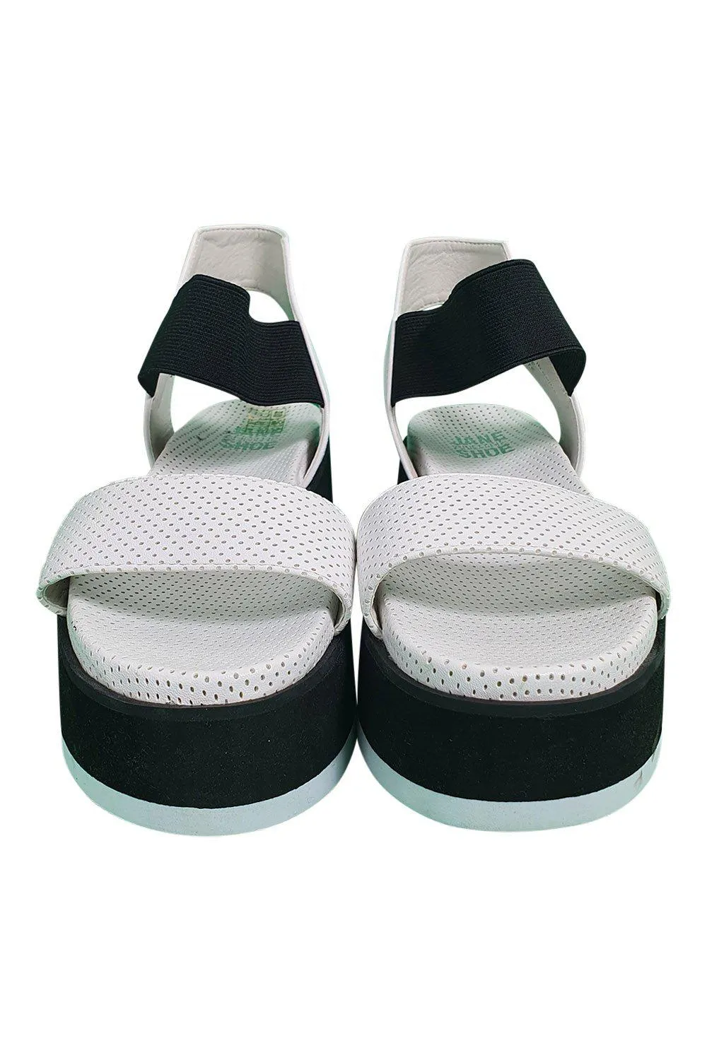 JANE AND THE SHOE White Black Perforated Strappy Sandals (US 6 | UK 3 | EU 36)