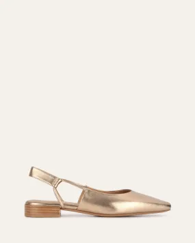 LARISSA DRESS FLATS GOLD LEATHER