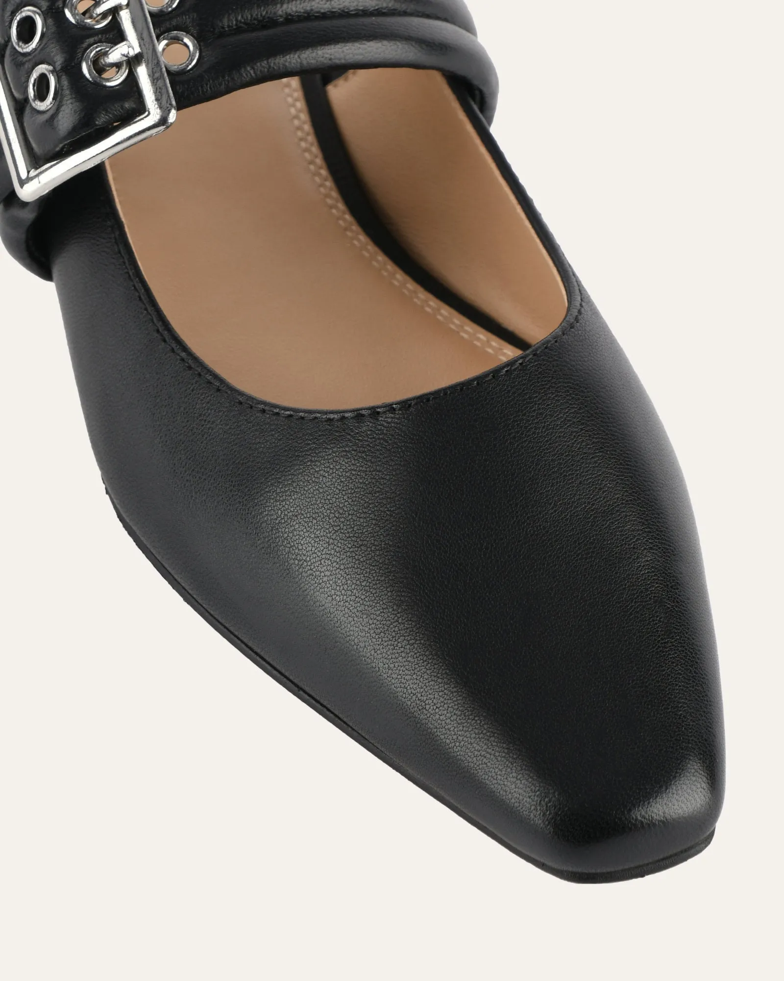 LONDON CASUAL FLATS BLACK LEATHER