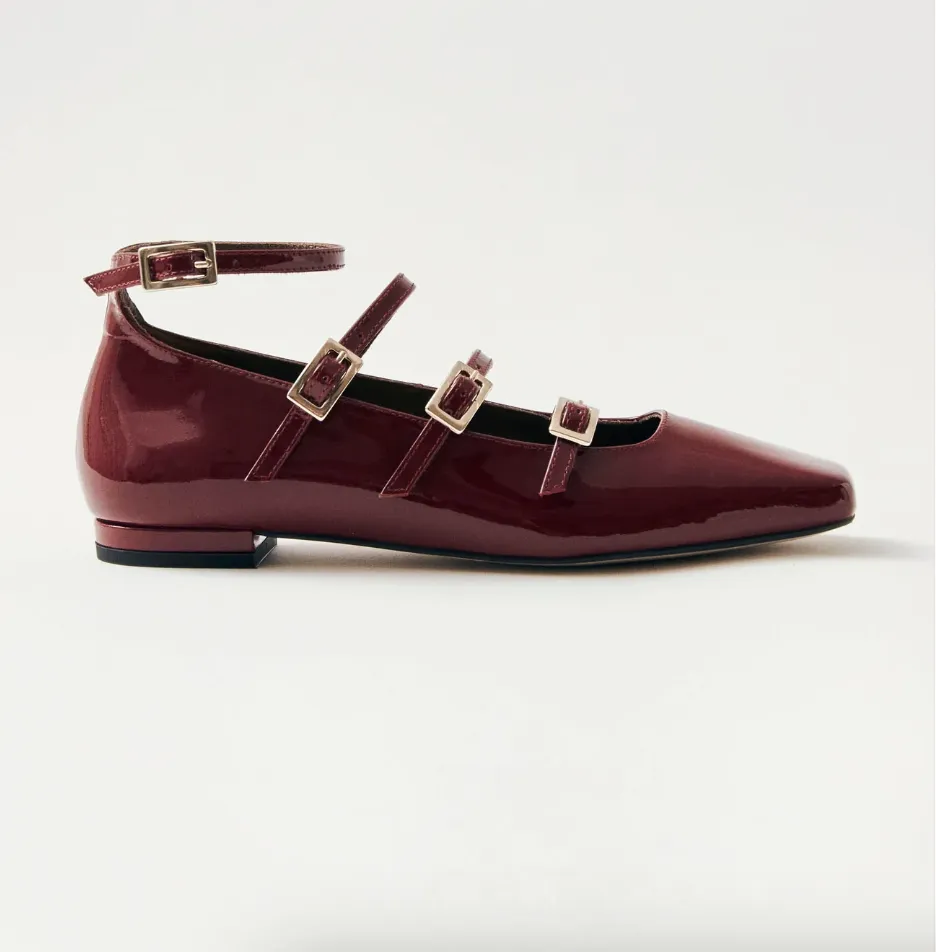 Luke Onix Wine Burgundy Leather Ballet Flats