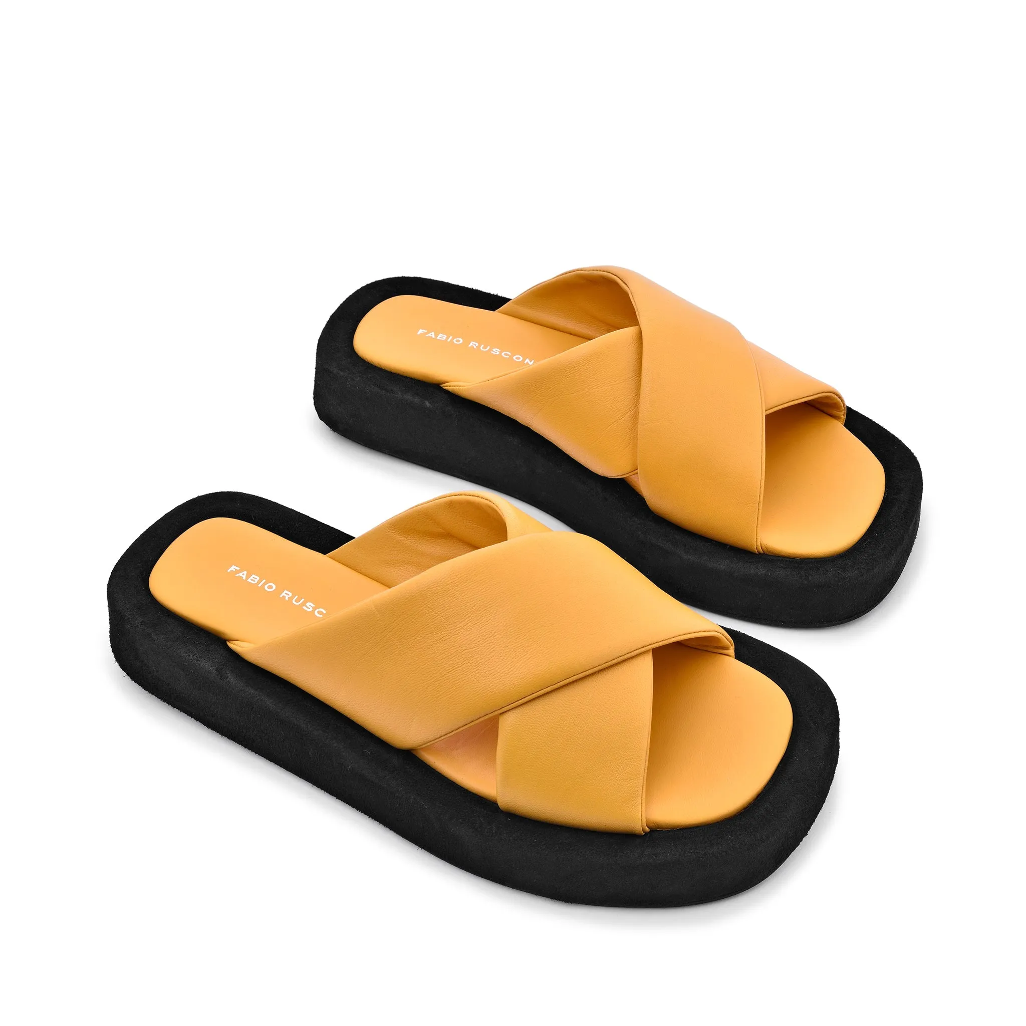 Luna Sun Yellow Leather Flat Sandals