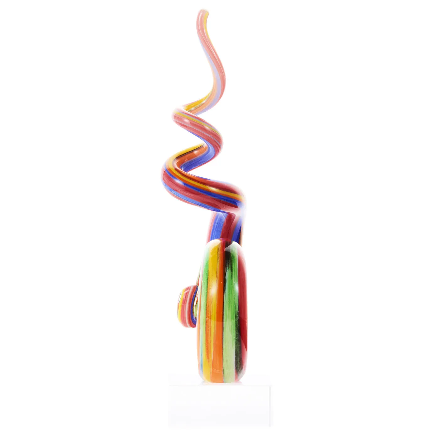 Luxury Lane Hand Blown Abstract Rainbow Swirl Sommerso Art Glass Sculpture 9.5-12 inch tall