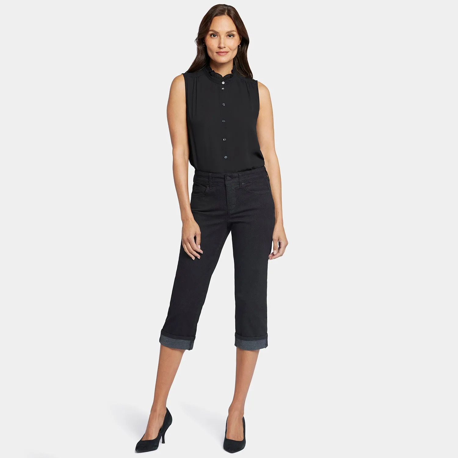 Marilyn Straight Crop Jeans In Petite - Black