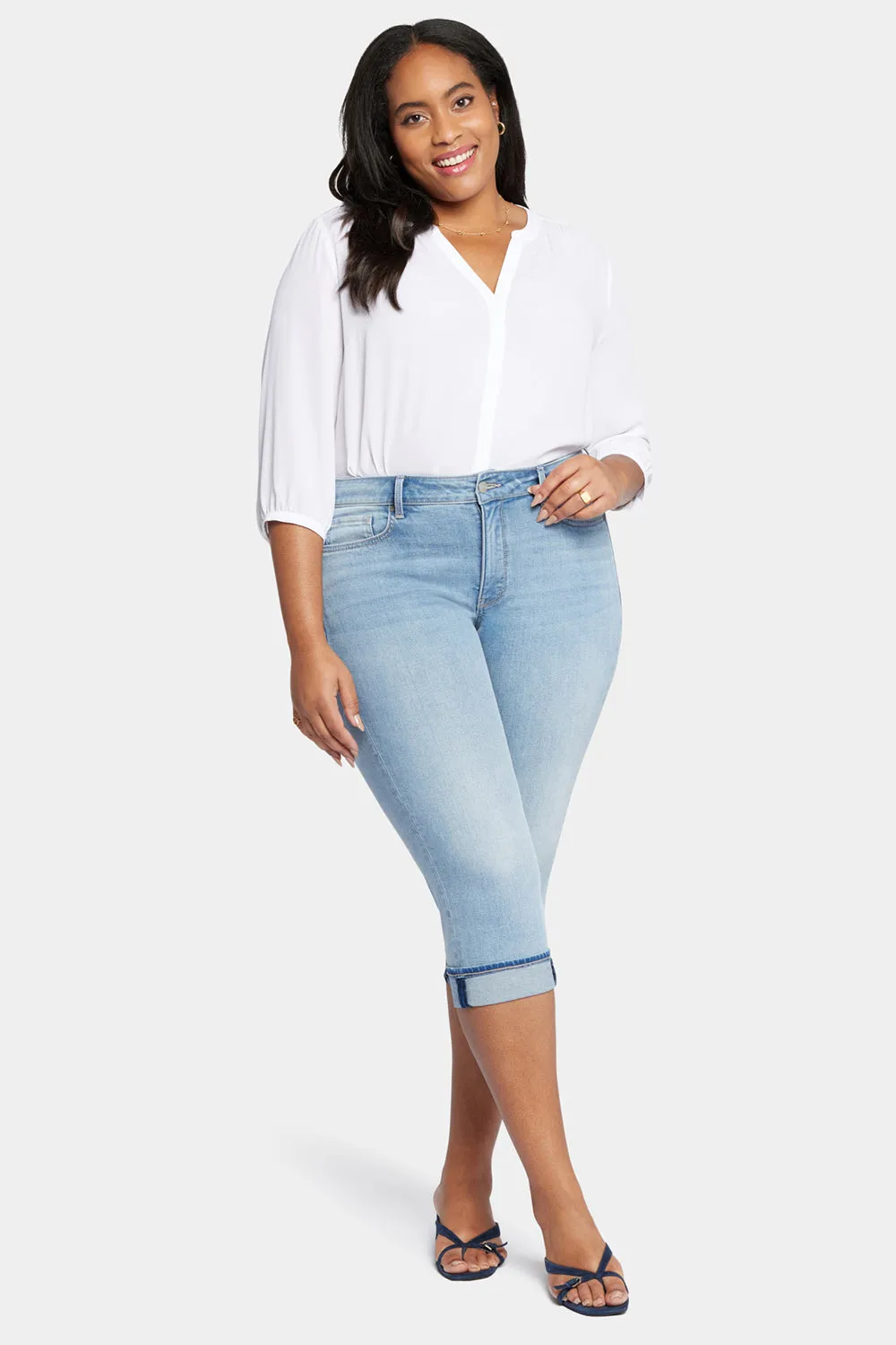 Marilyn Straight Crop Jeans In Plus Size - Afterglow