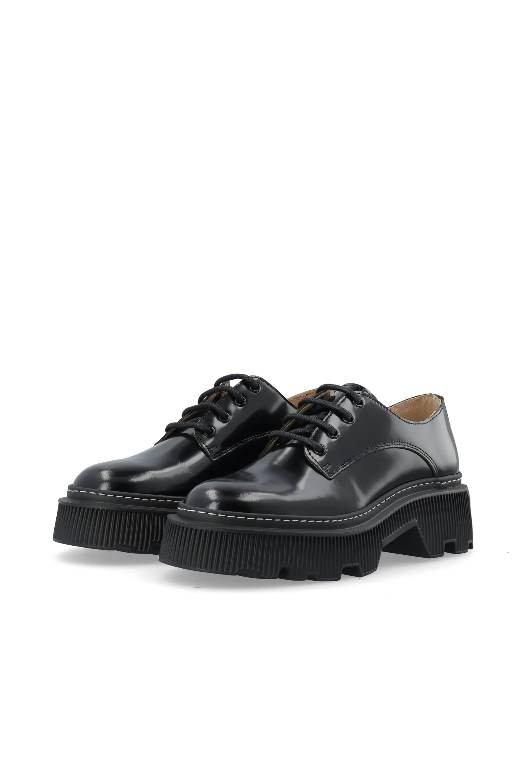 Black Maryl Derby-Style Leather Shoe for Women