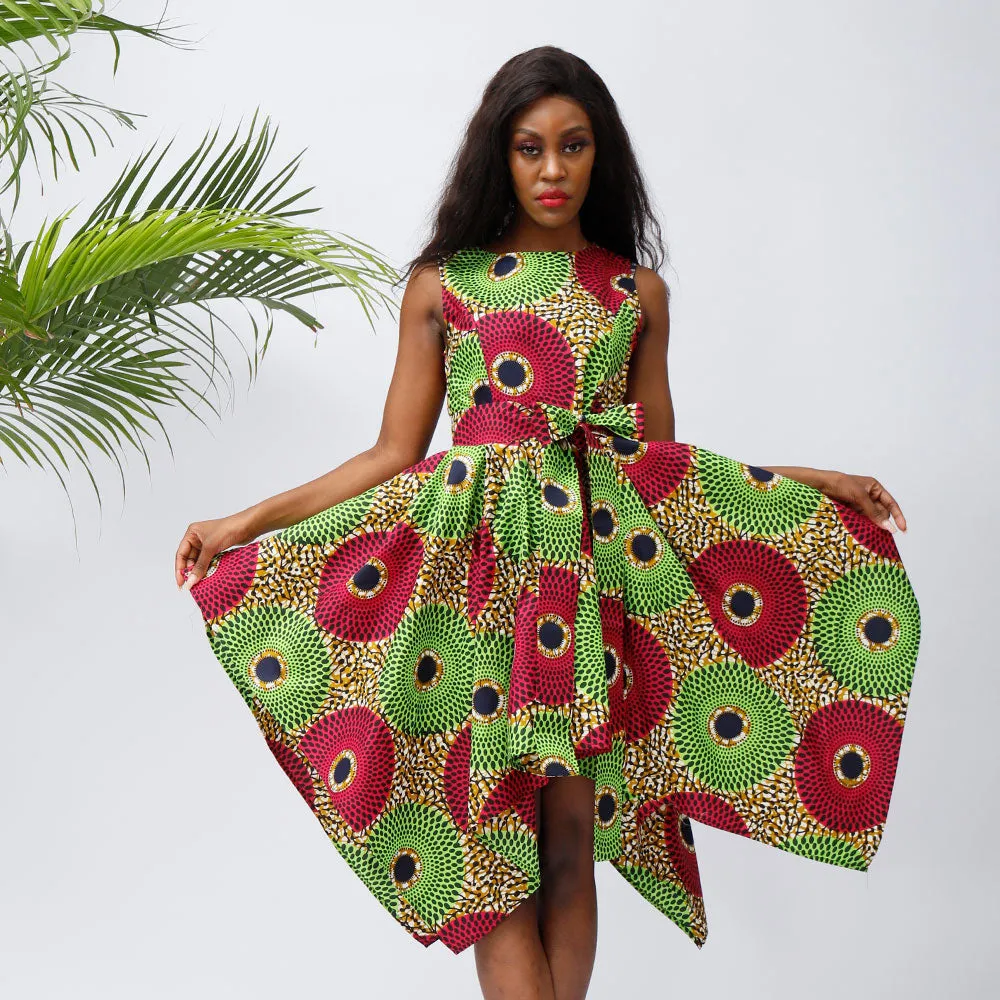 MELODY BELTED SKATER DRESS AFRICAN ANKARA PRINT