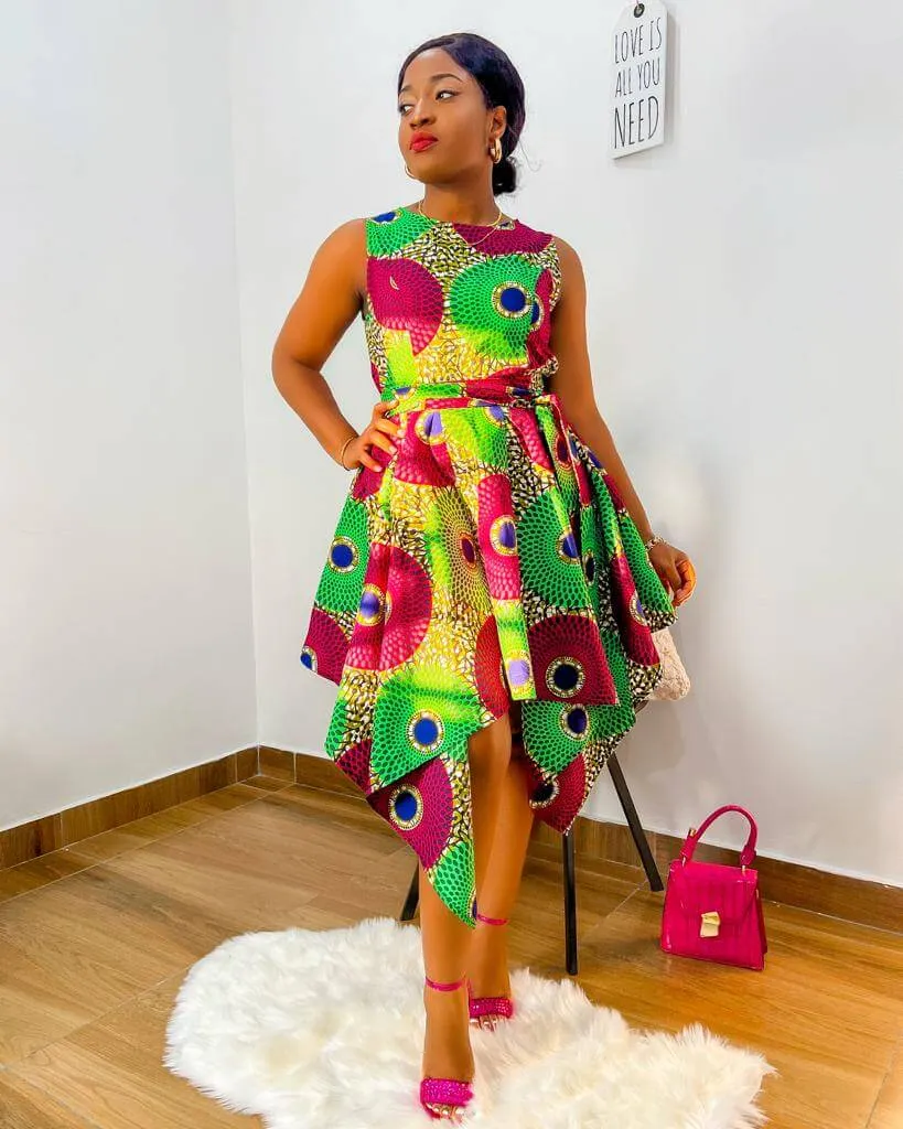 MELODY BELTED SKATER DRESS AFRICAN ANKARA PRINT