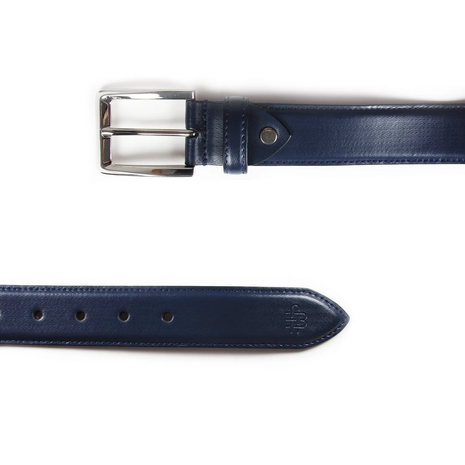 Men's Luxe Solid Pure Leather Belt - Blue