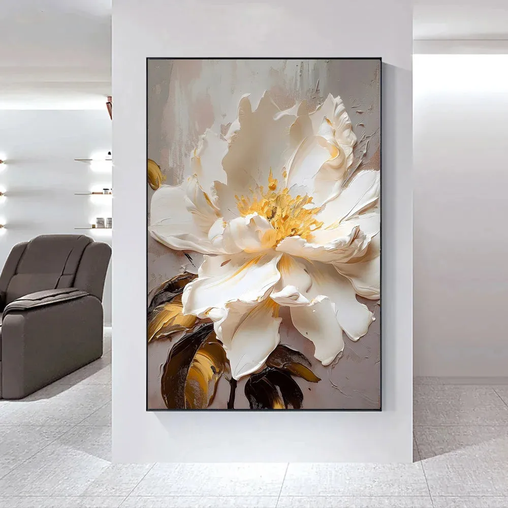 Modern Abstract White Floral Wall Art Fine Art Canvas Prints Light Luxury Botanical Pictures For Living Room Entrance Hallway Wall