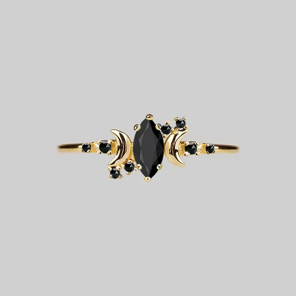 MOONDANCE. Black Spinel Gold Ring