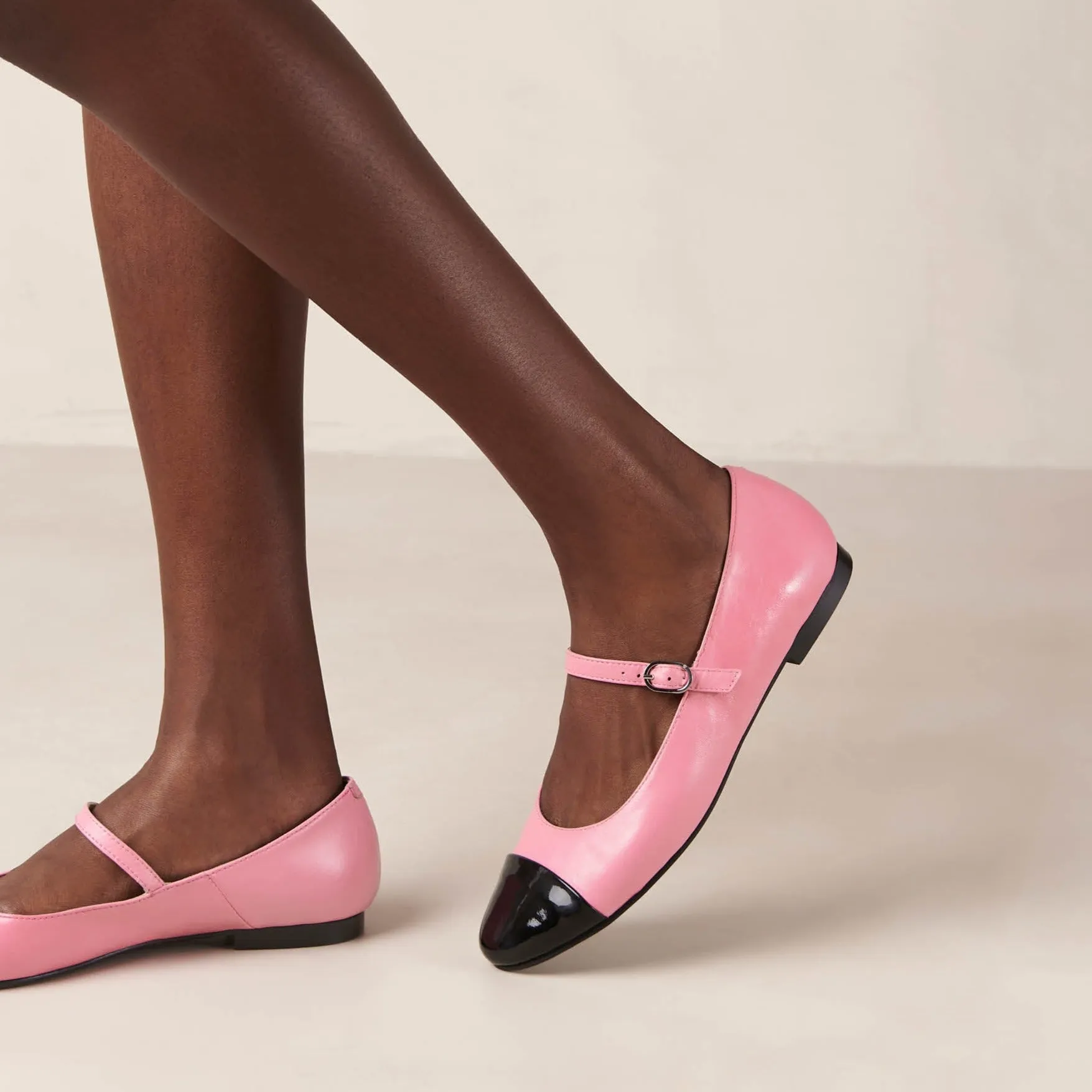 Musa Bicolor Black Pink Leather Ballet Flats