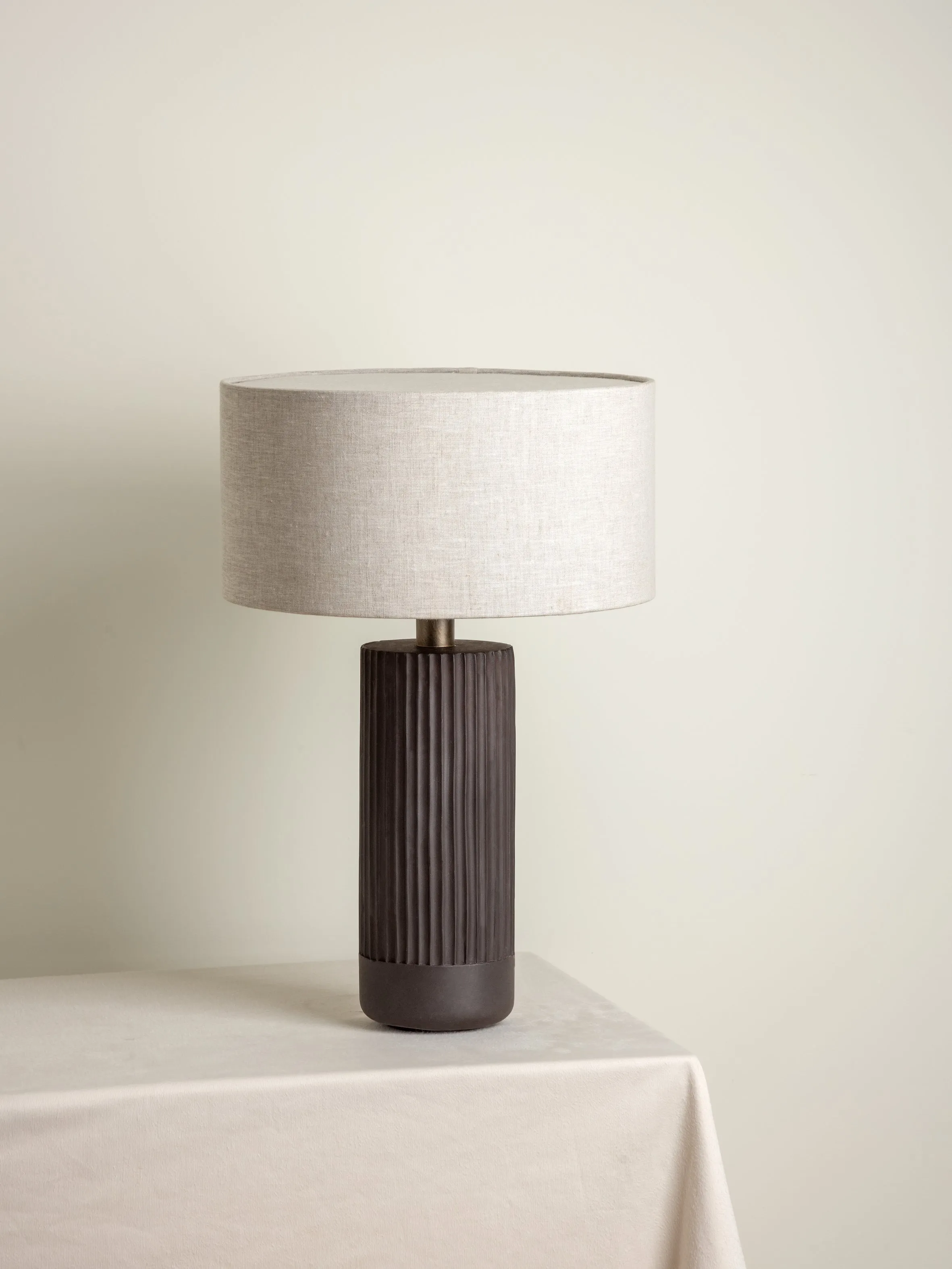 Nitara - chocolate ribbed concrete table lamp