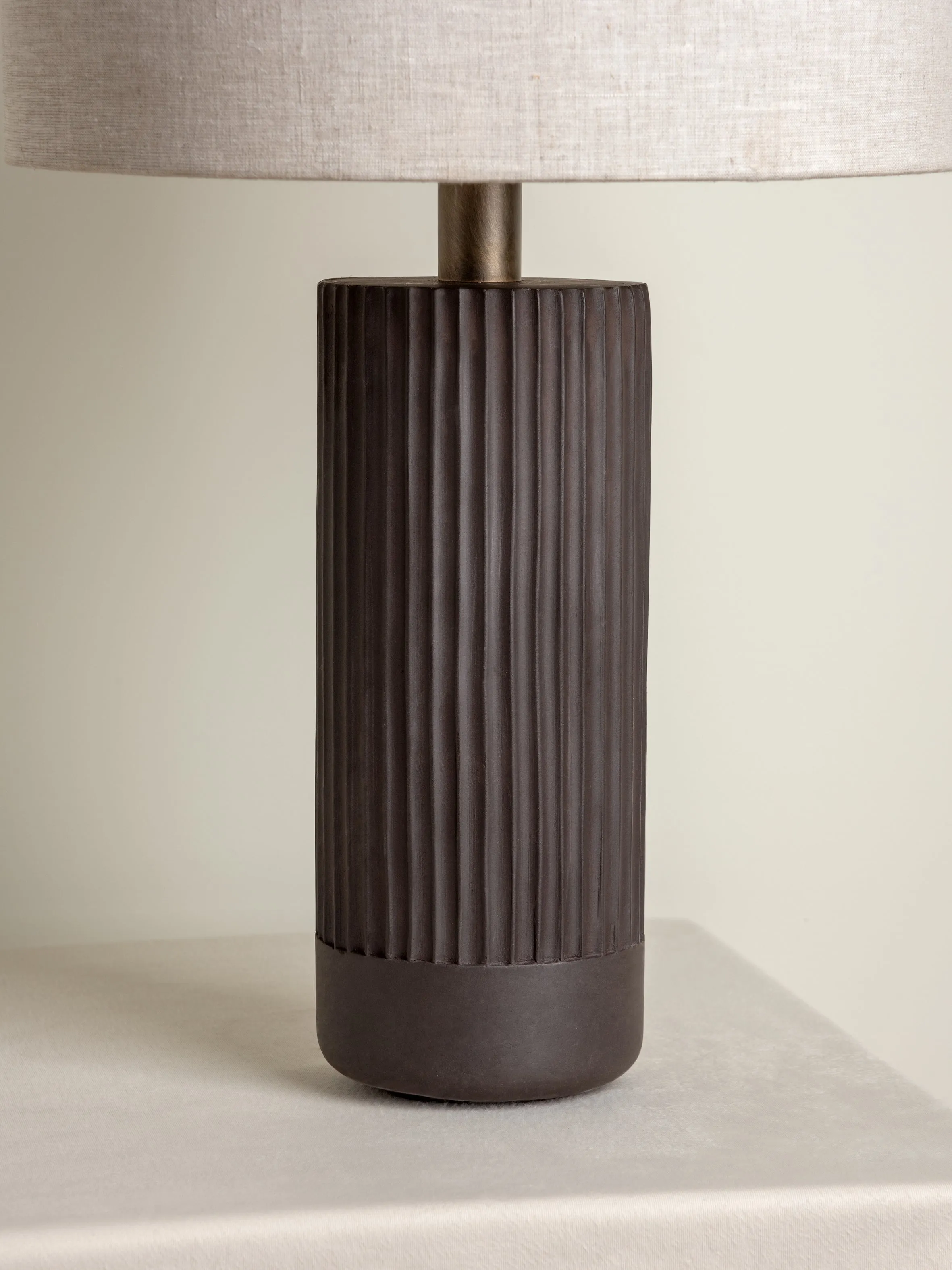 Nitara - chocolate ribbed concrete table lamp