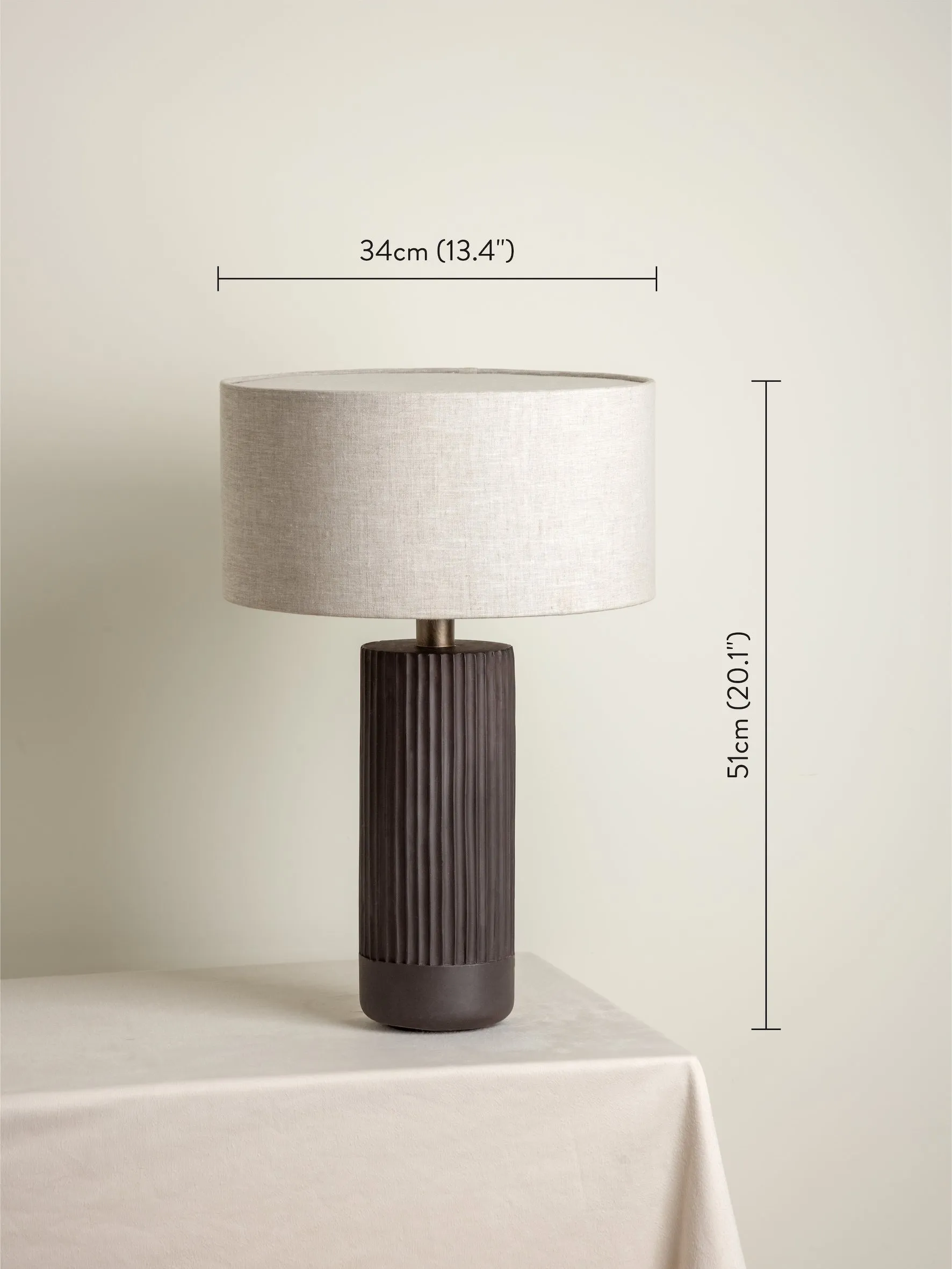 Nitara - chocolate ribbed concrete table lamp