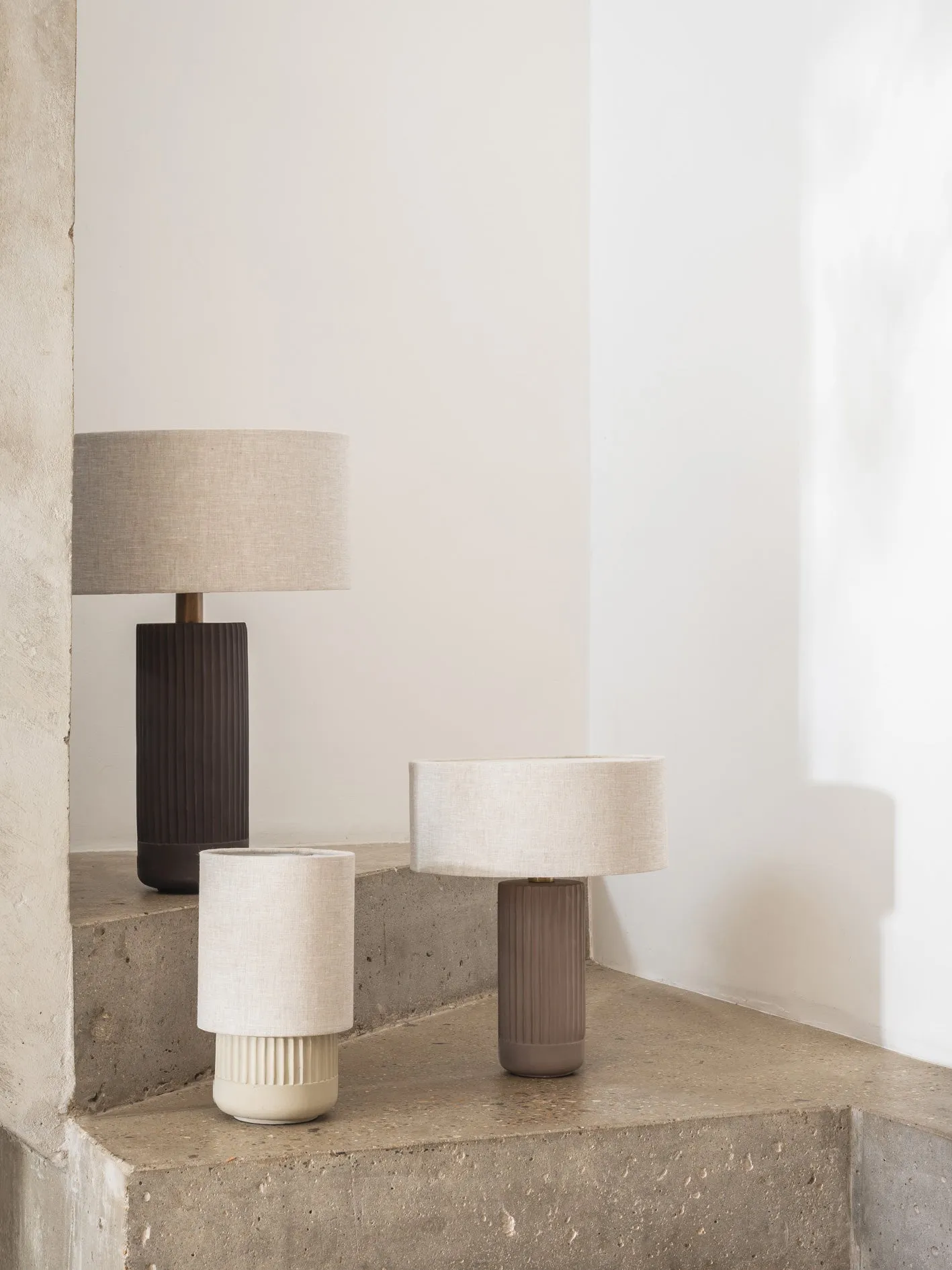 Nitara - chocolate ribbed concrete table lamp