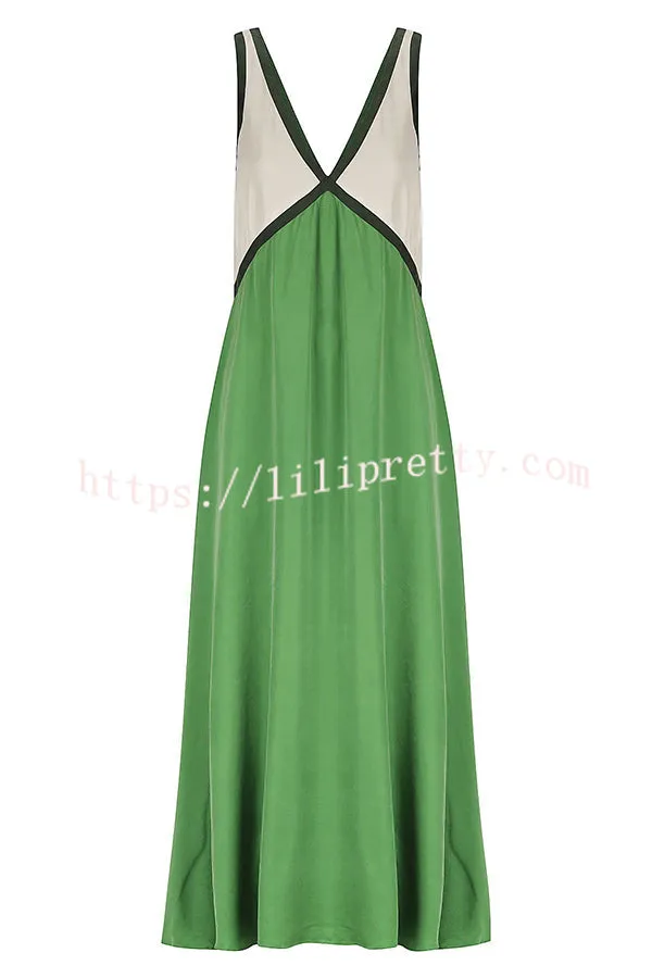 Perfect for Summer Weddings Satin Contrast Colour Relaxed Maxi Dress