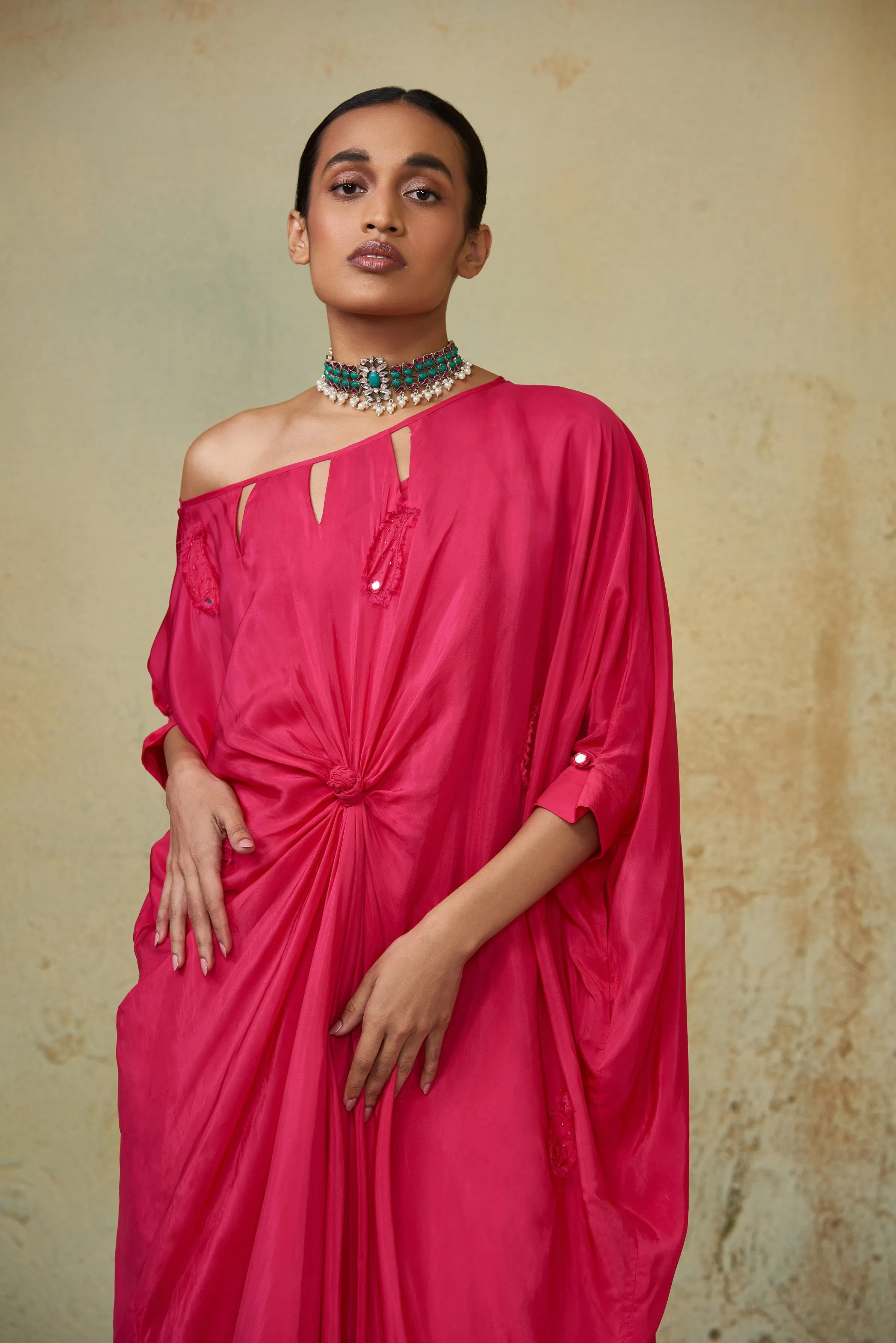 Pink Knotted Kaftan