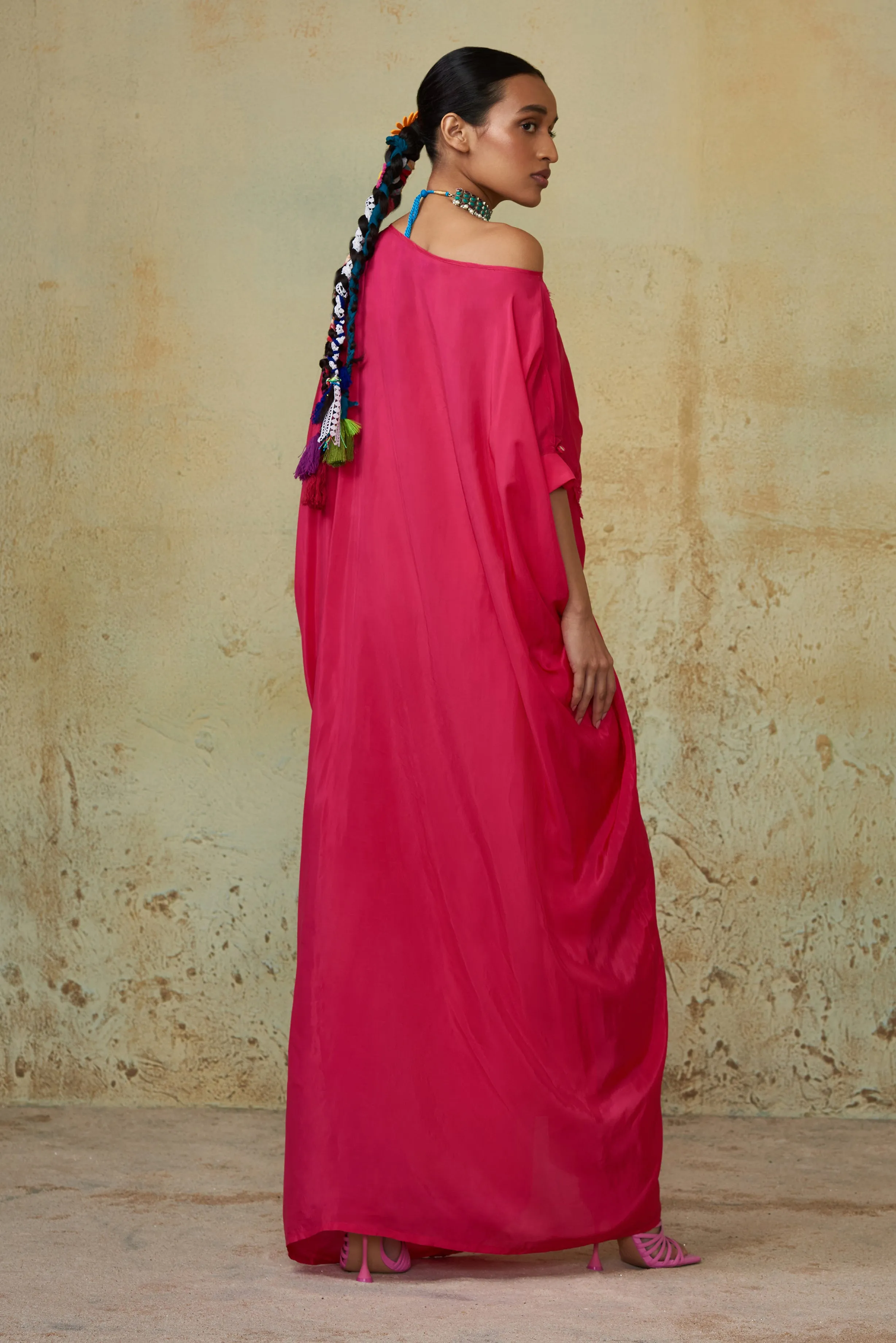 Pink Knotted Kaftan