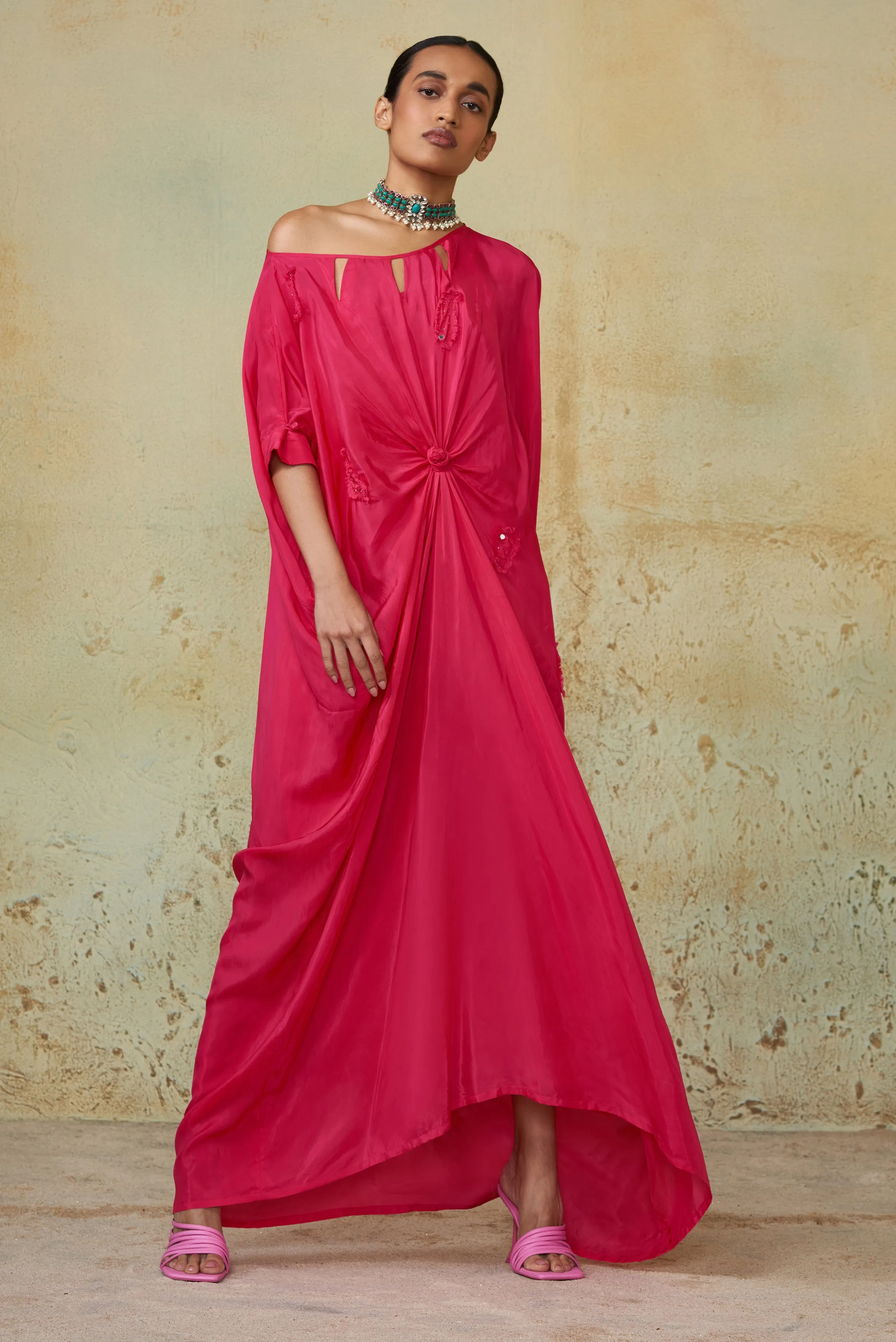 Pink Knotted Kaftan