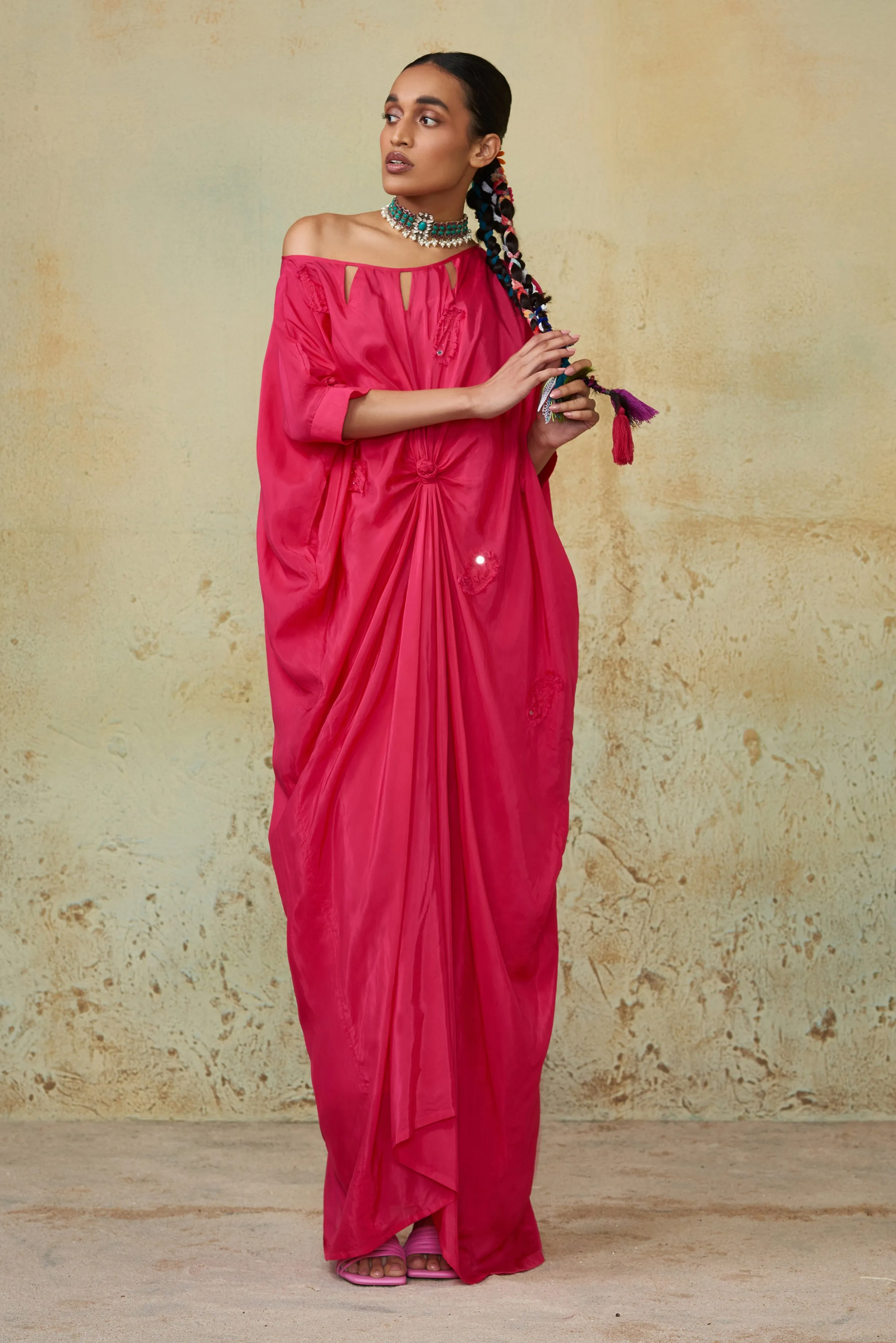 Pink Knotted Kaftan