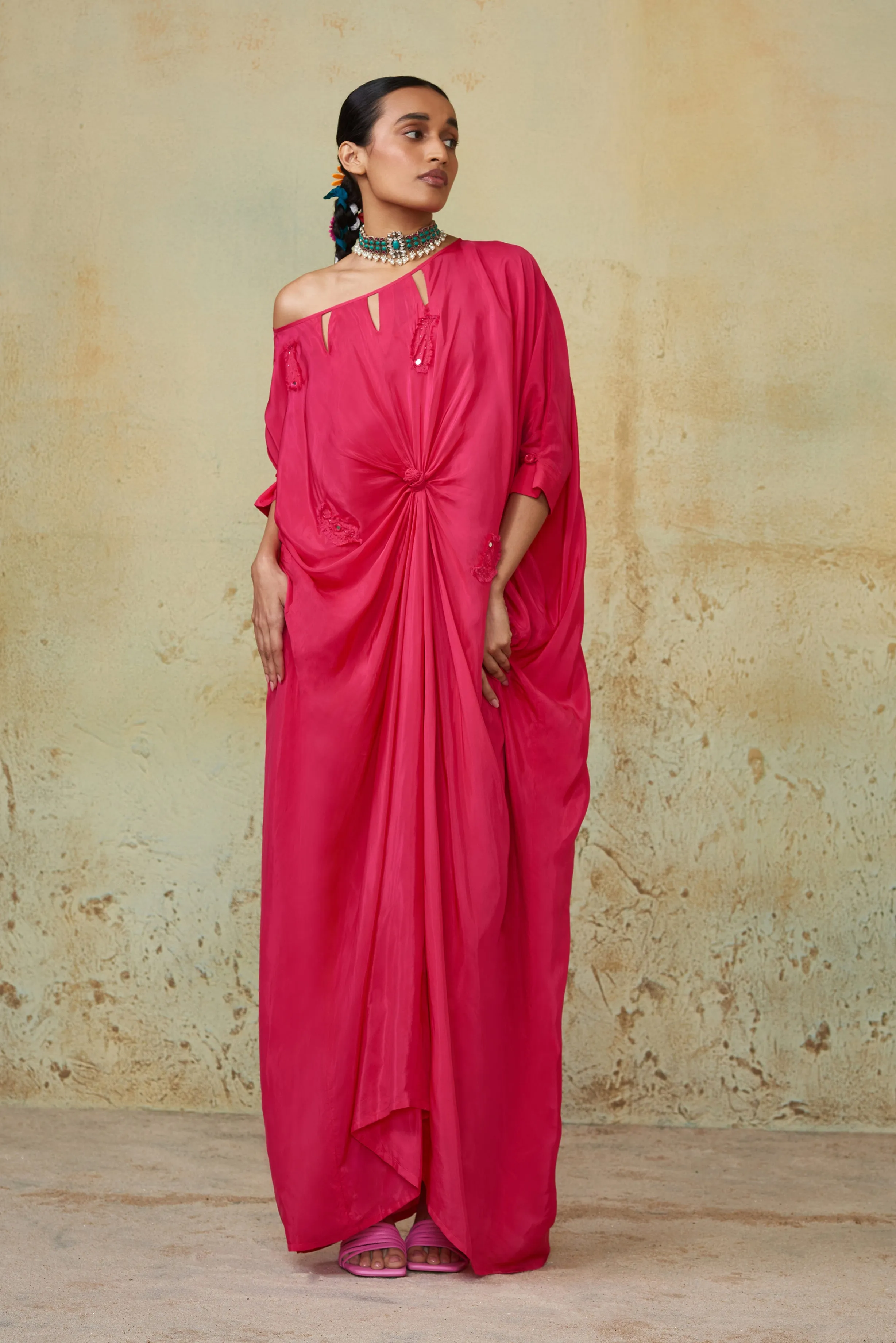 Pink Knotted Kaftan