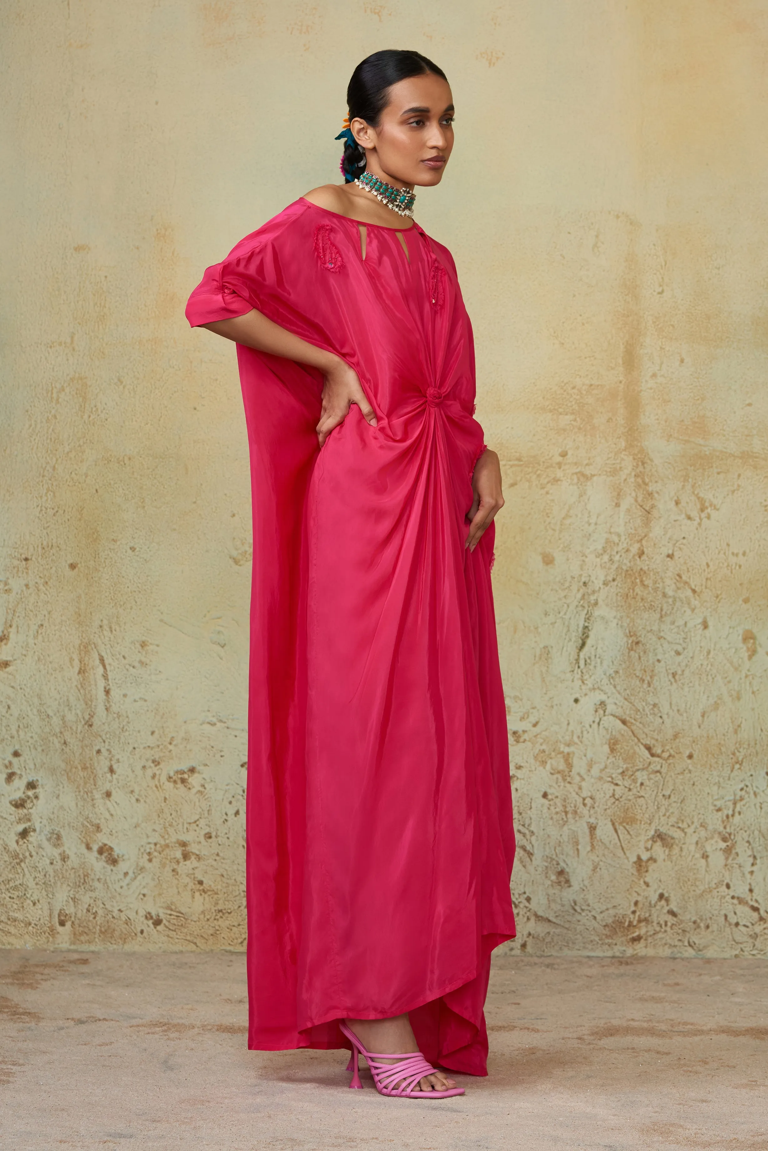 Pink Knotted Kaftan