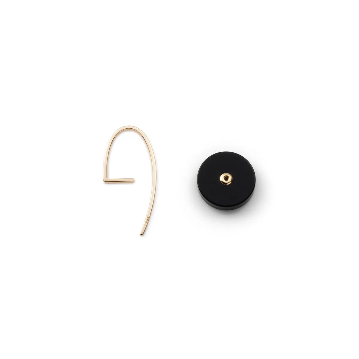 "Orbital" Onyx Hook Earring Small size