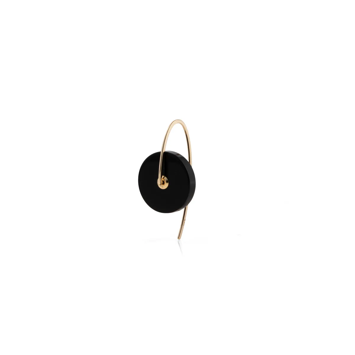 "Orbital" Onyx Hook Earring Small size