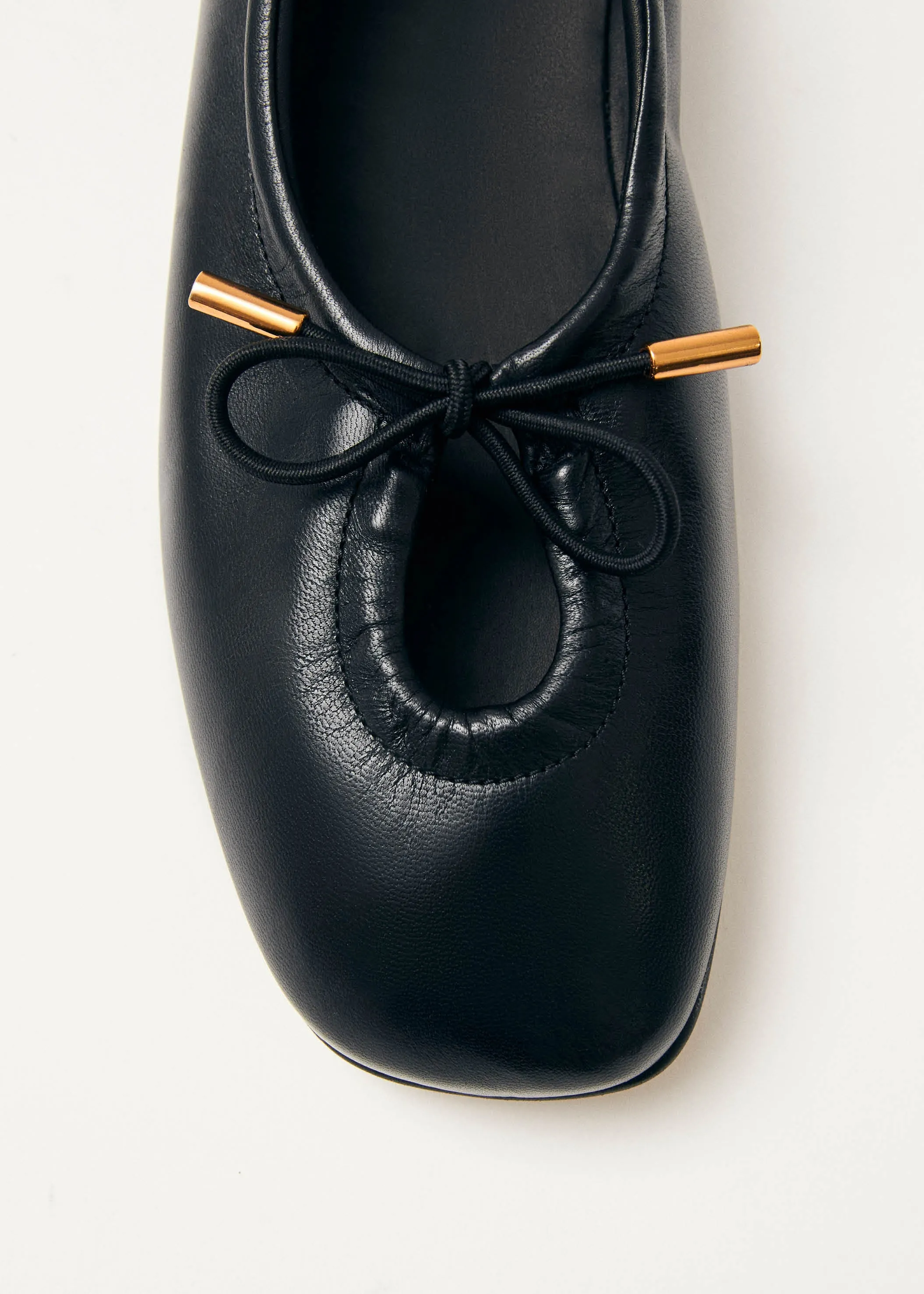 Rosalind Black Leather Ballet Flats