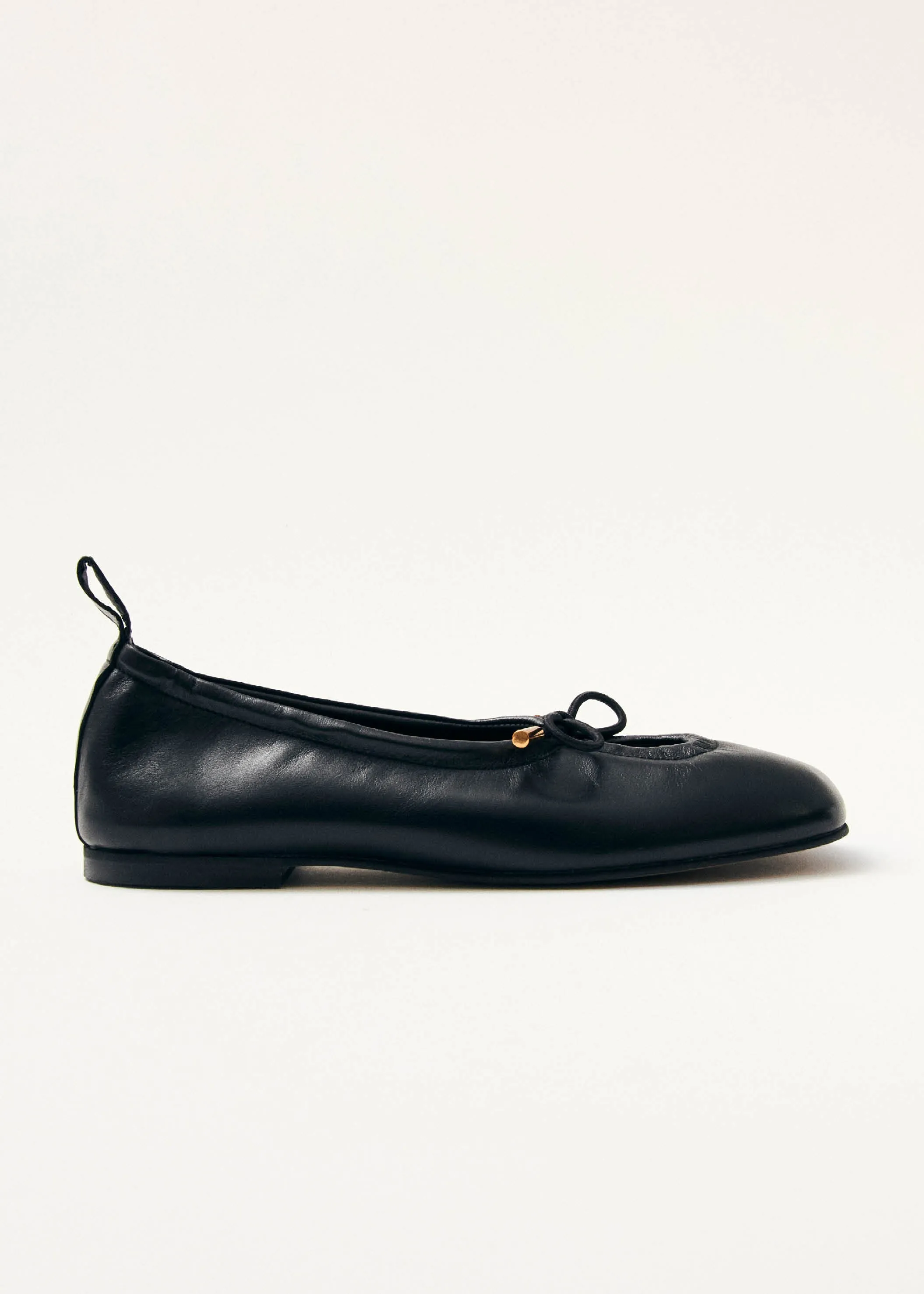 Rosalind Black Leather Ballet Flats