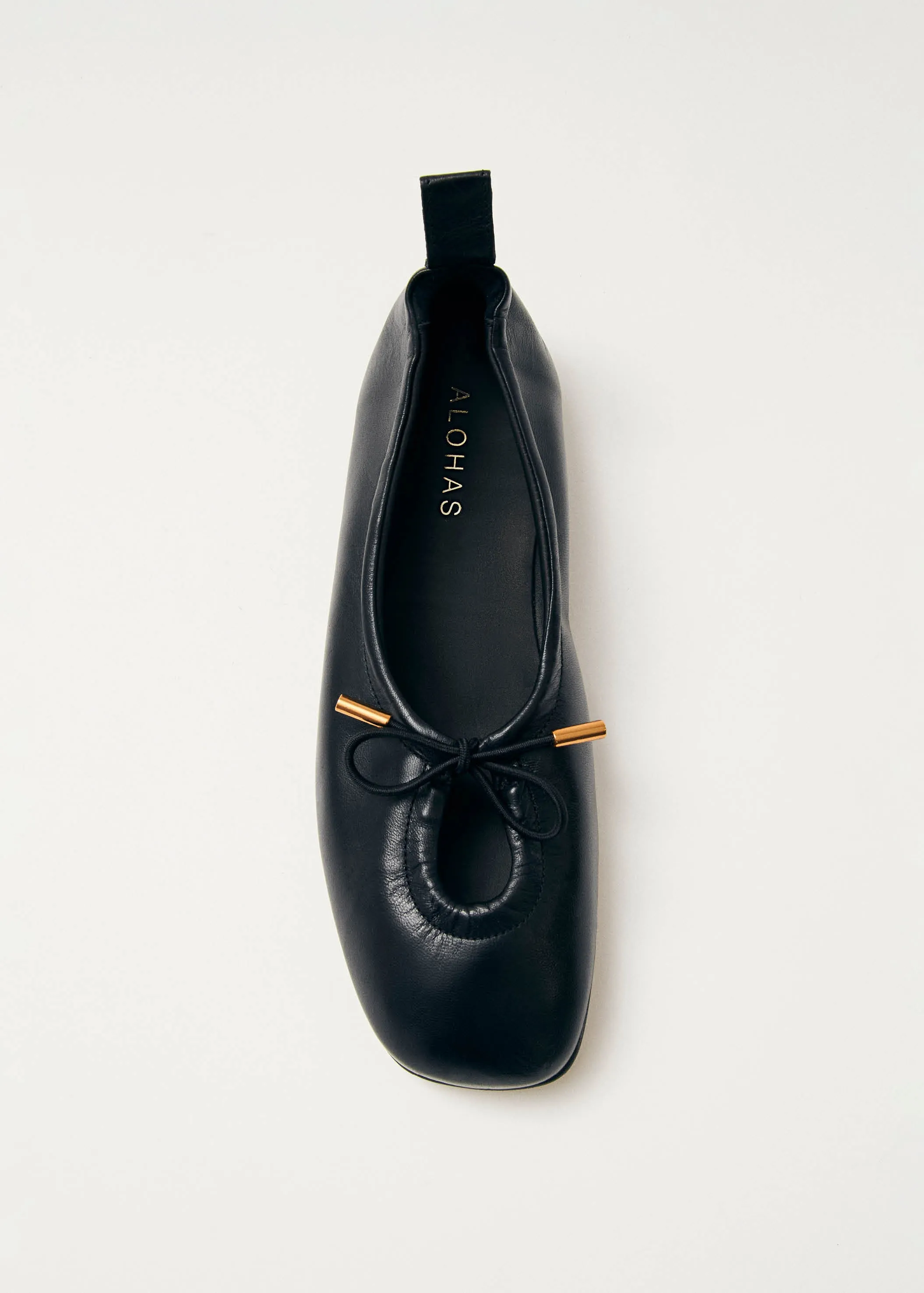 Rosalind Black Leather Ballet Flats