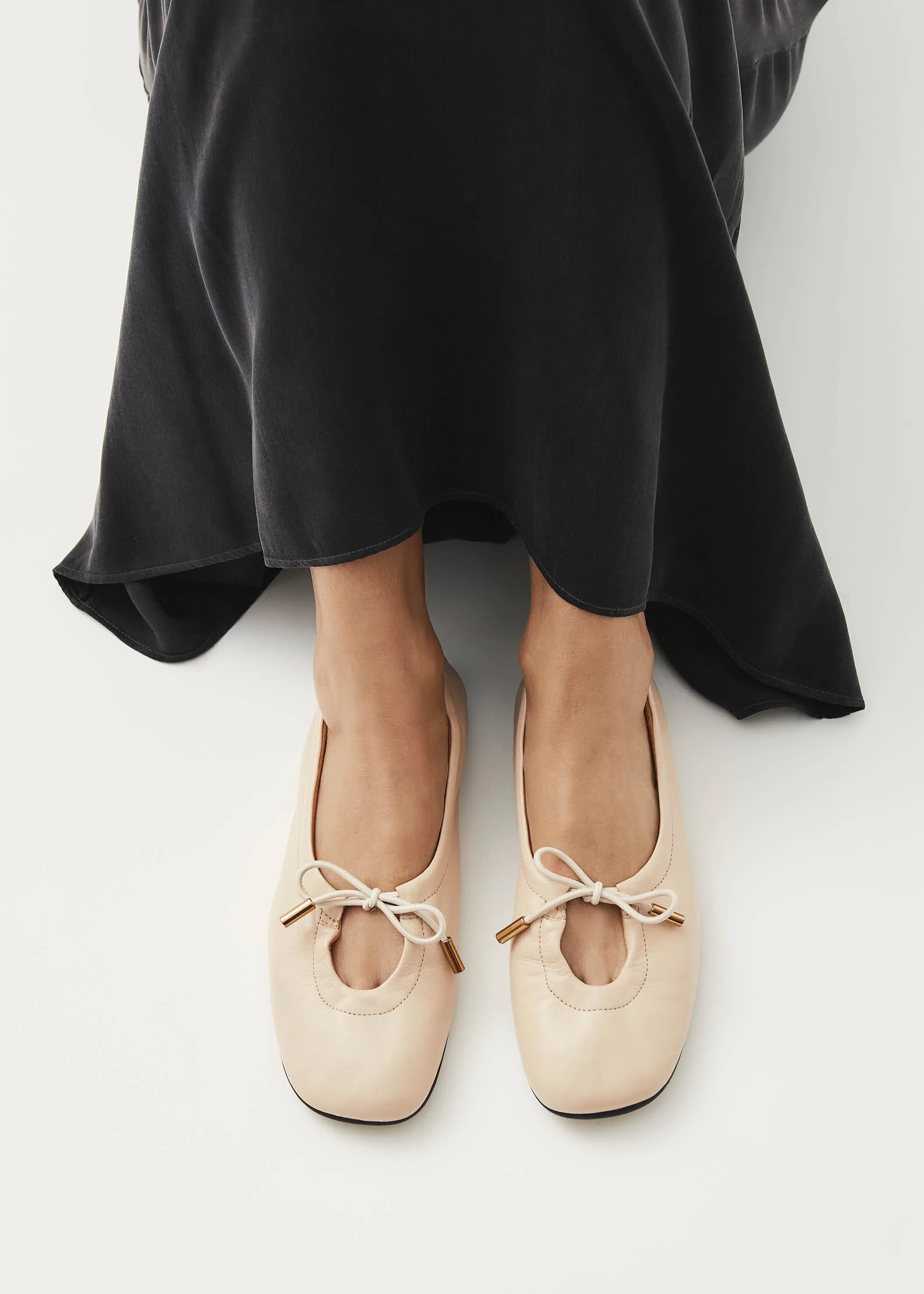 Rosalind Cream Leather Ballet Flats