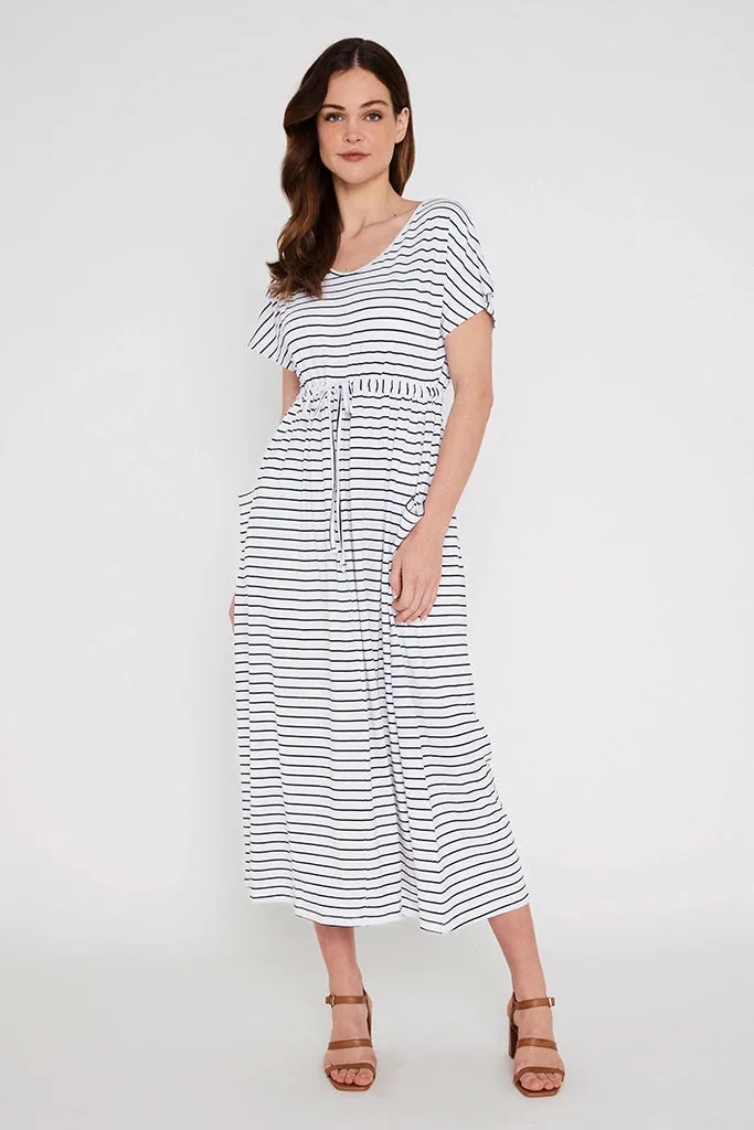 SALE - Mila Maxi Dress - Black / White Stripe