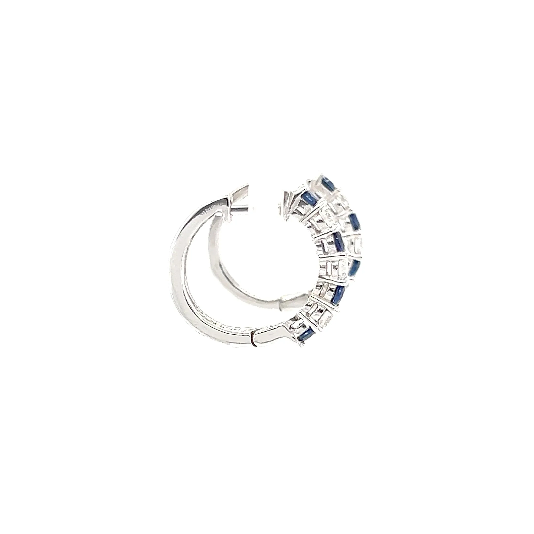 Sapphire Hoop Earrings with 0.33ctw of Diamonds in 14K White Gold