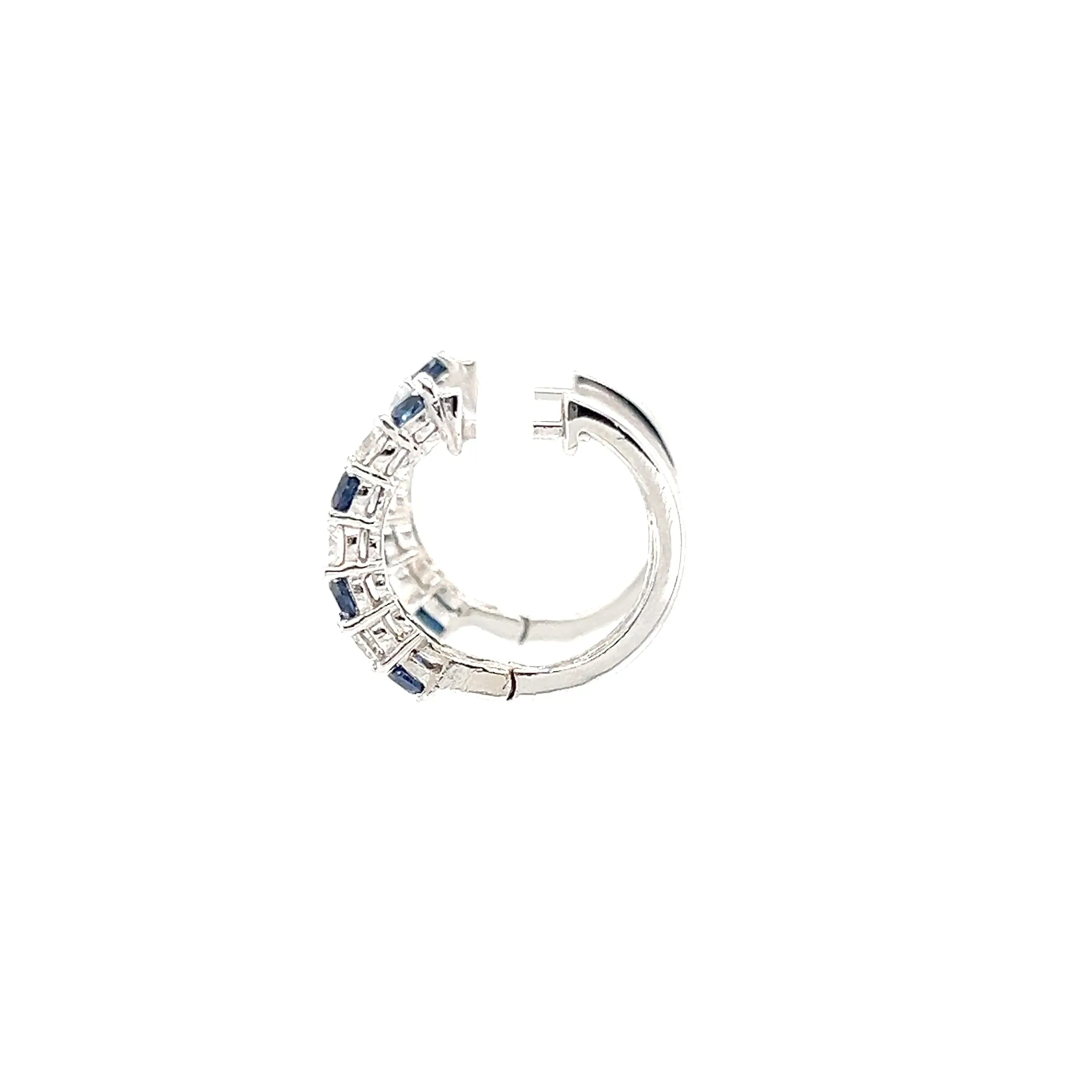 Sapphire Hoop Earrings with 0.33ctw of Diamonds in 14K White Gold