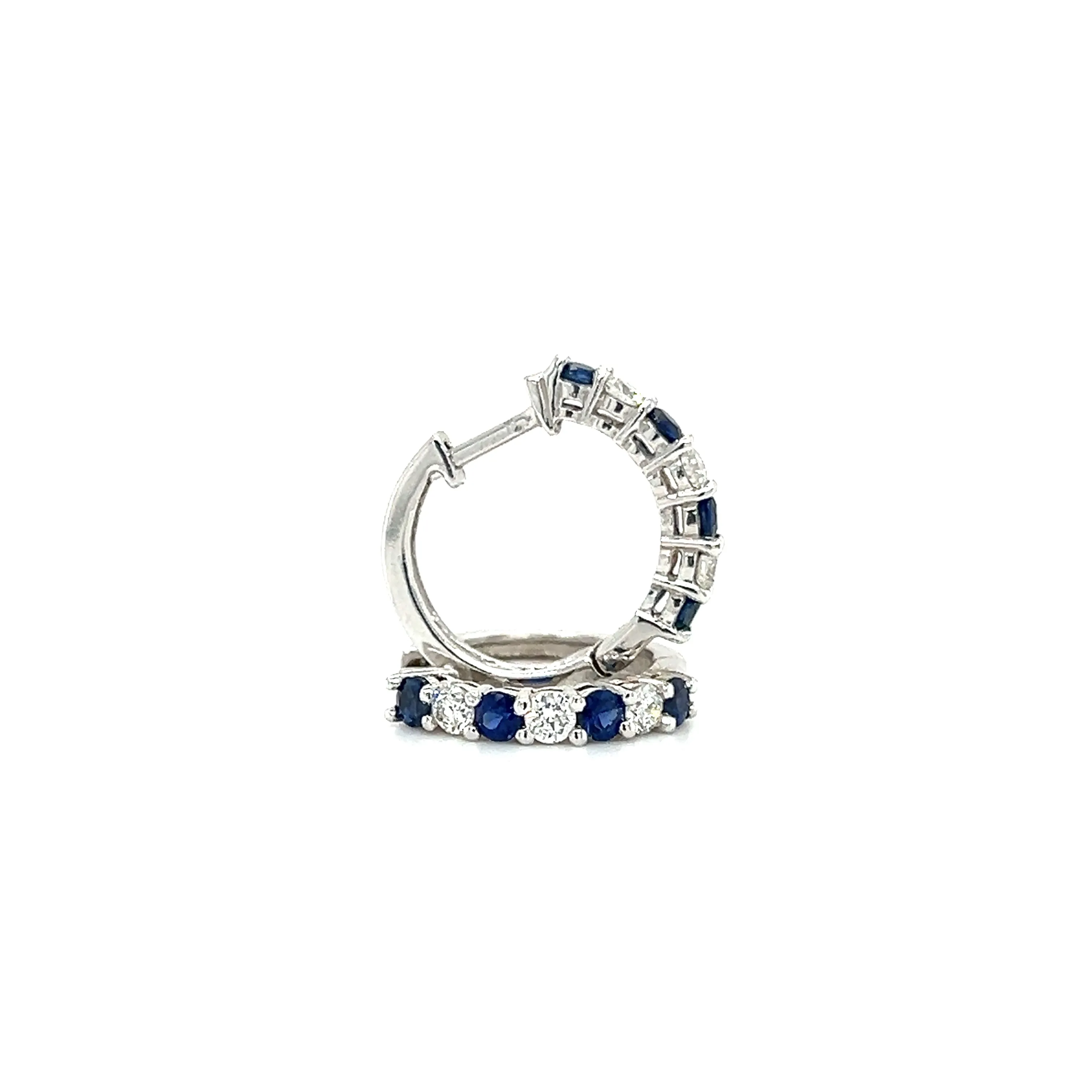 Sapphire Hoop Earrings with 0.33ctw of Diamonds in 14K White Gold