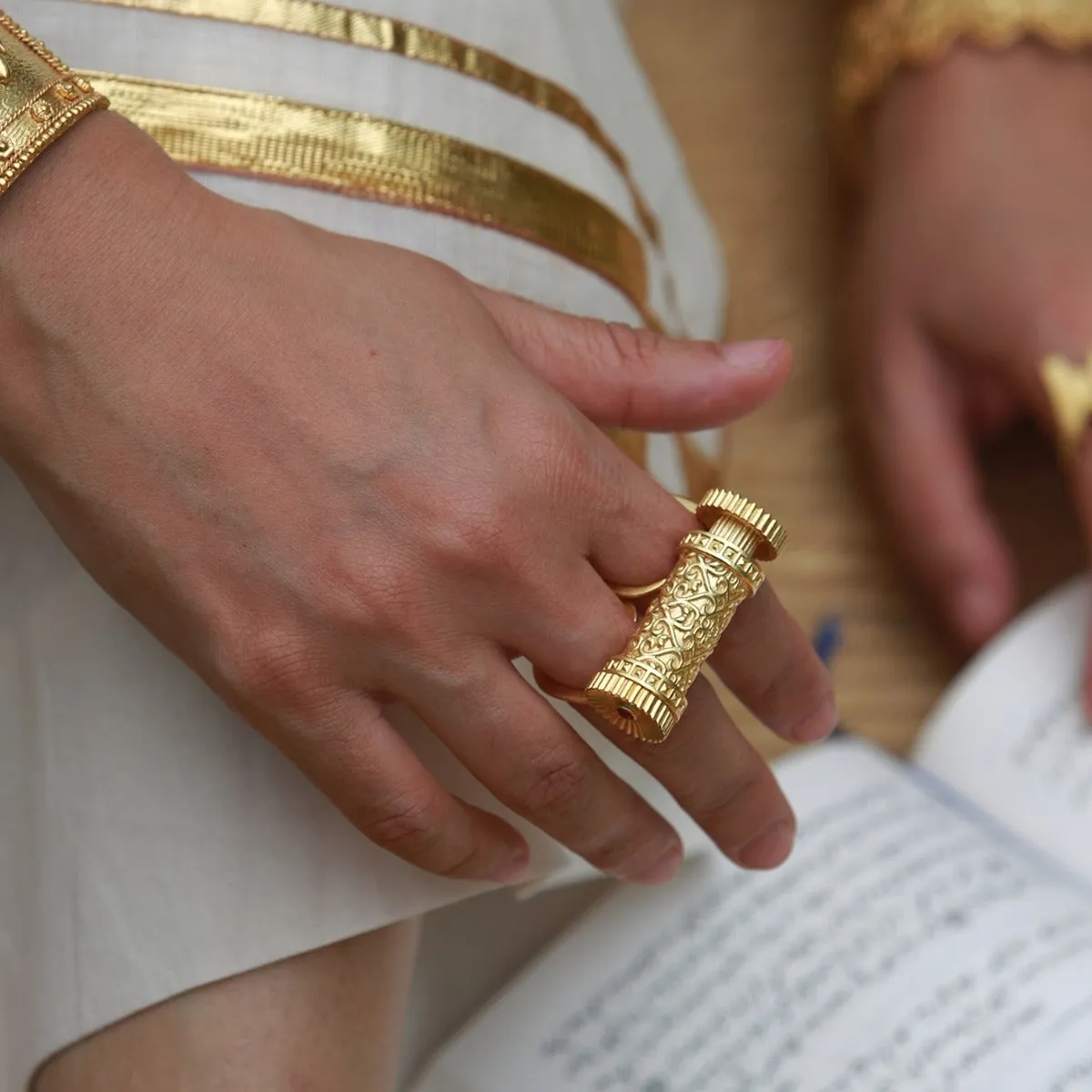 Scrolls of Time Statement Ring