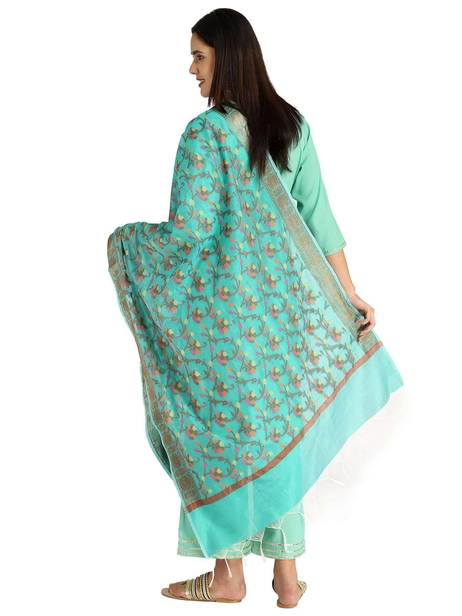 Sea Green Banarasi Dupatta