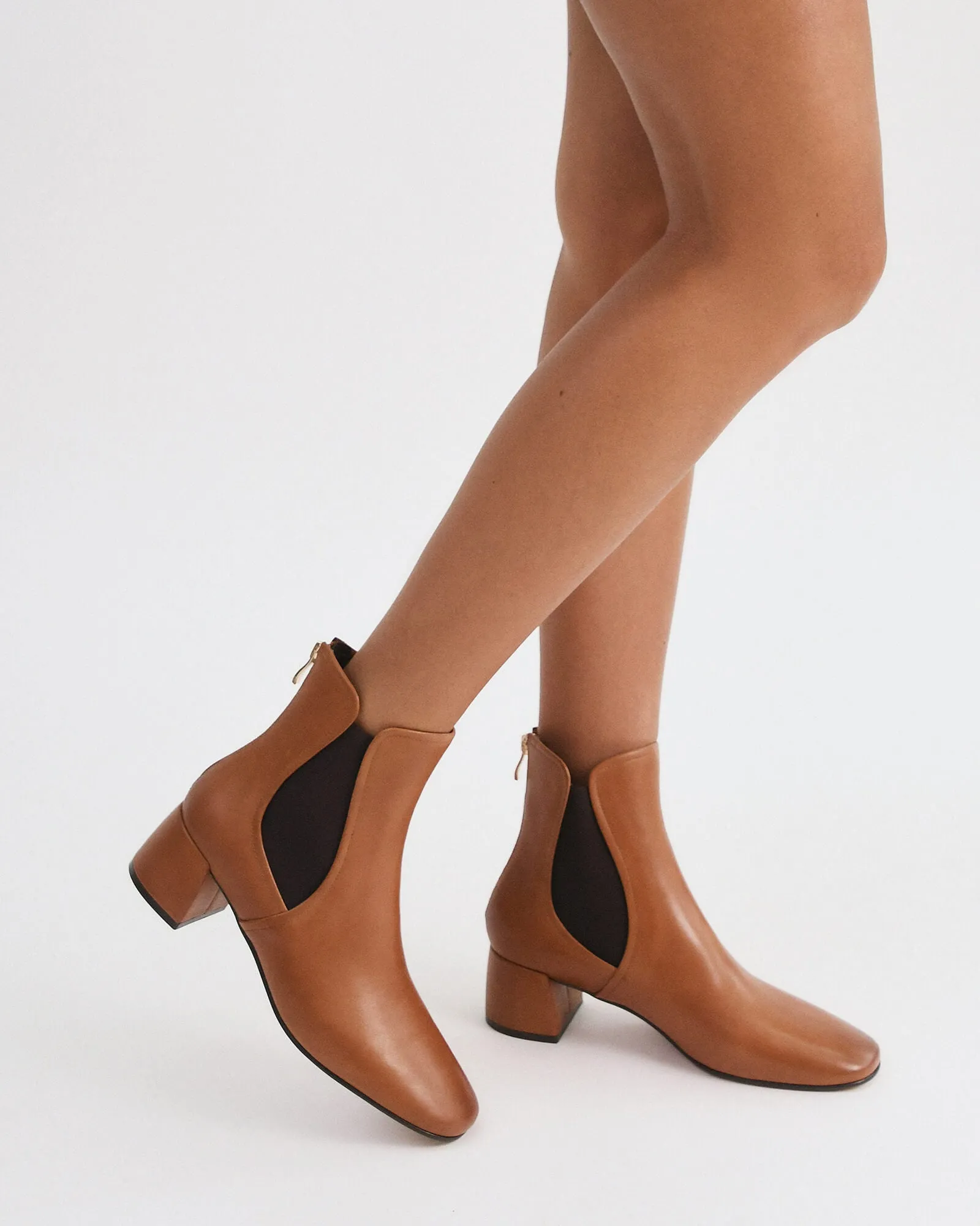 STEVIE MID ANKLE BOOTS TAN LEATHER