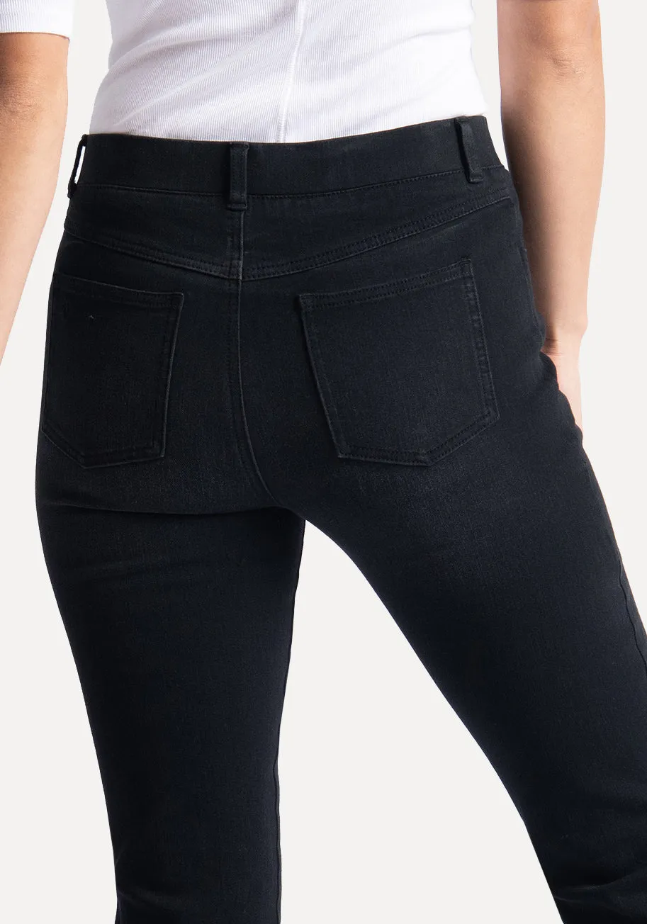 Straight-Leg | 4-Pocket Betabrand Yoga Denim (Washed Black)