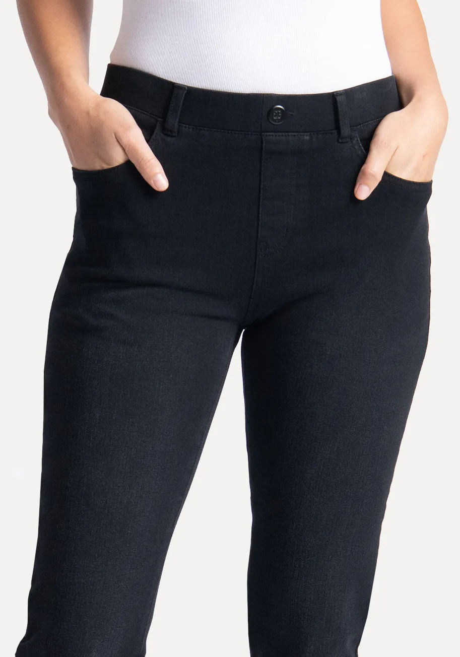 Straight-Leg | 4-Pocket Betabrand Yoga Denim (Washed Black)