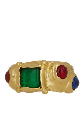 Suede Ring in Brass - Green