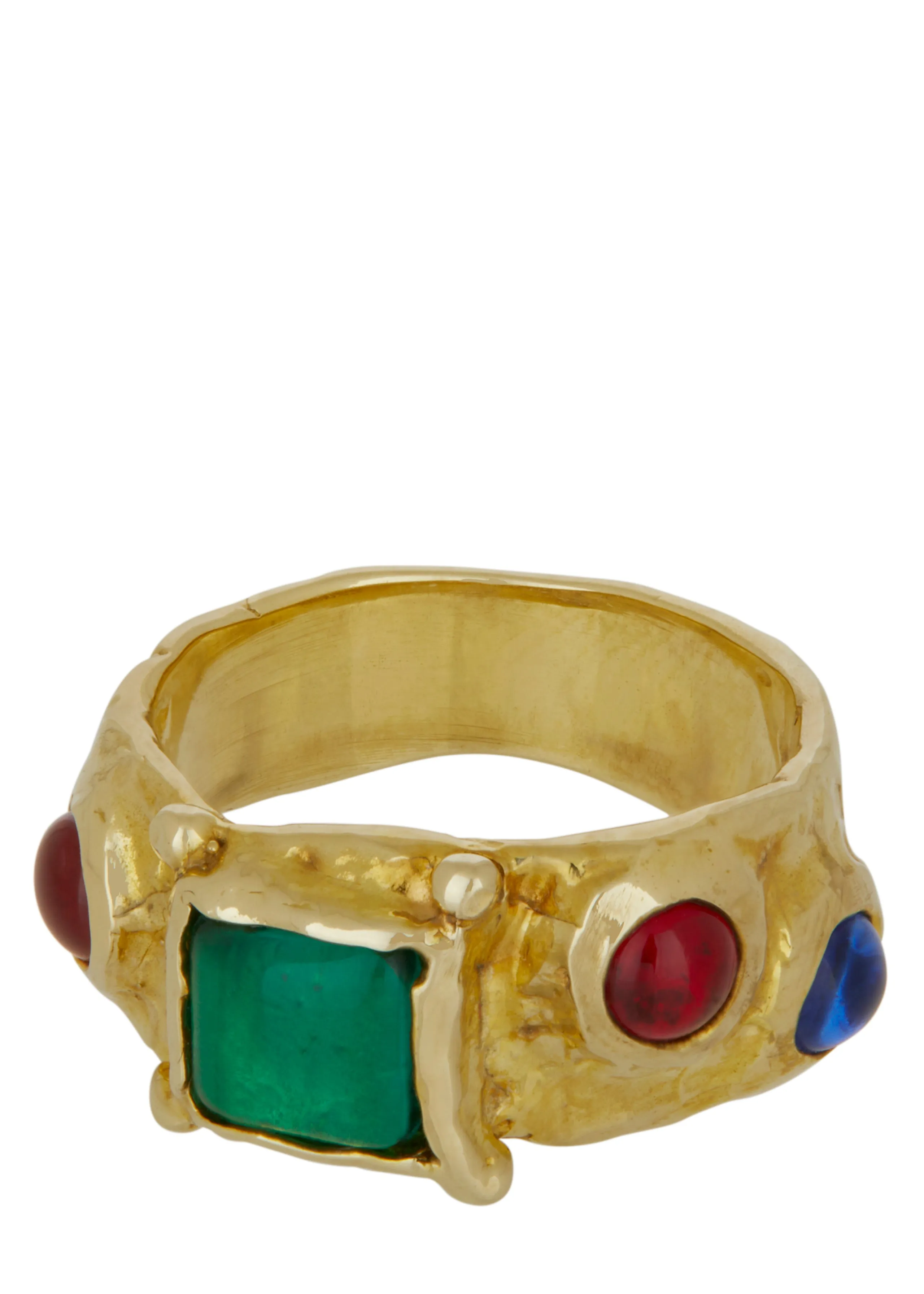 Suede Ring in Brass - Green