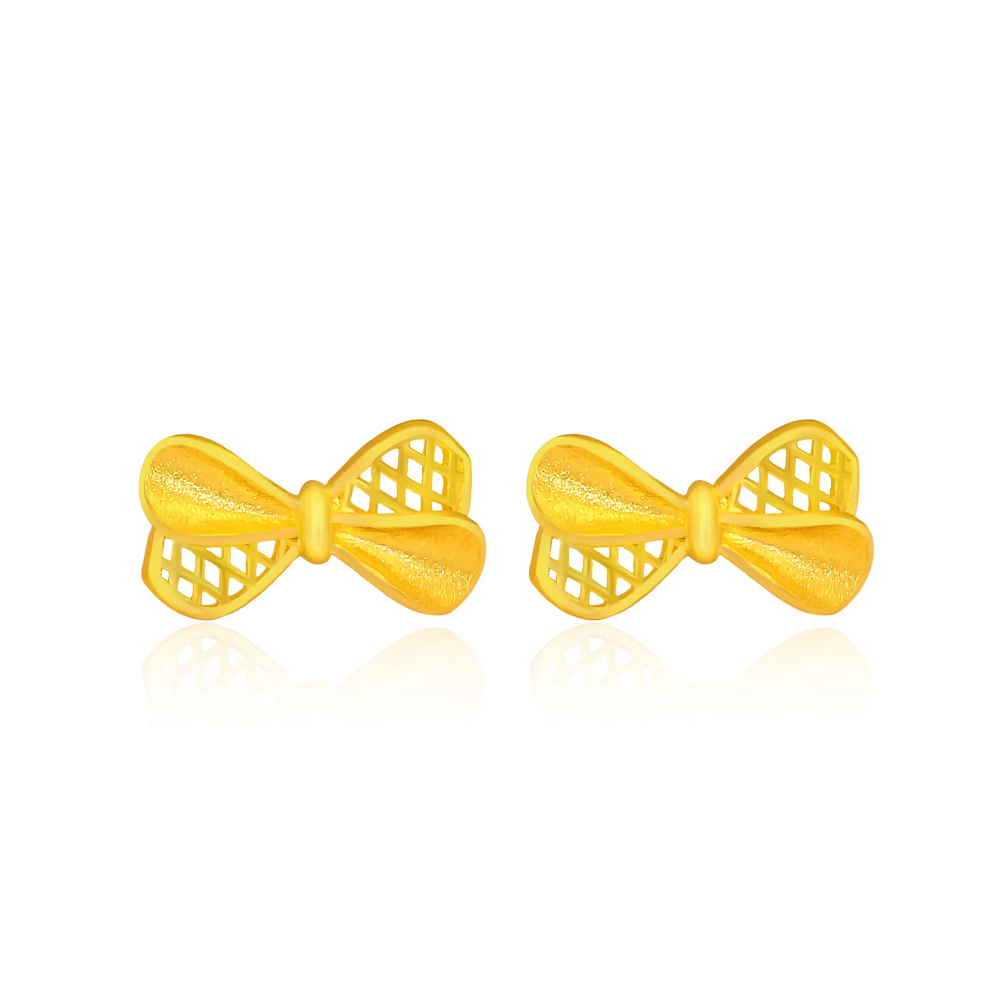 TAKA Jewellery 999 Pure Gold Earrings Ribbon